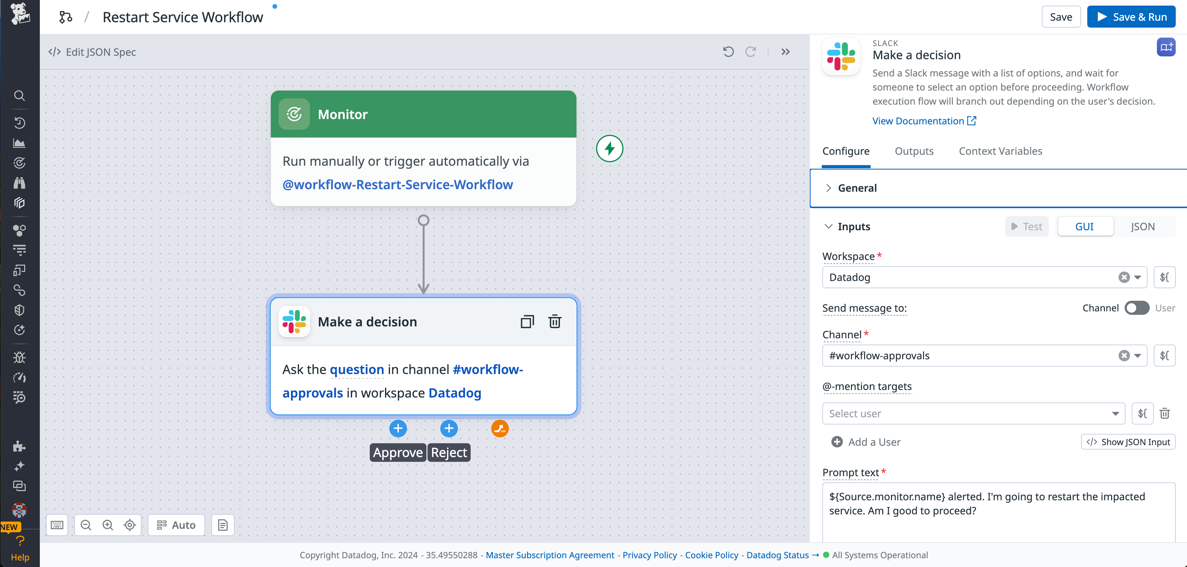 Adding a Slack approval step to the workflow.