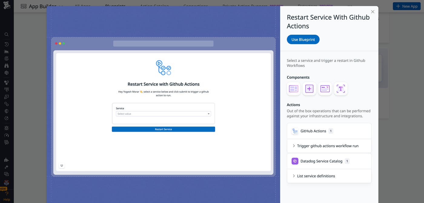 The App Builder Restart Service with GitHub Actions blueprint. The App Builder Restart Service with GitHub Actions blueprint.