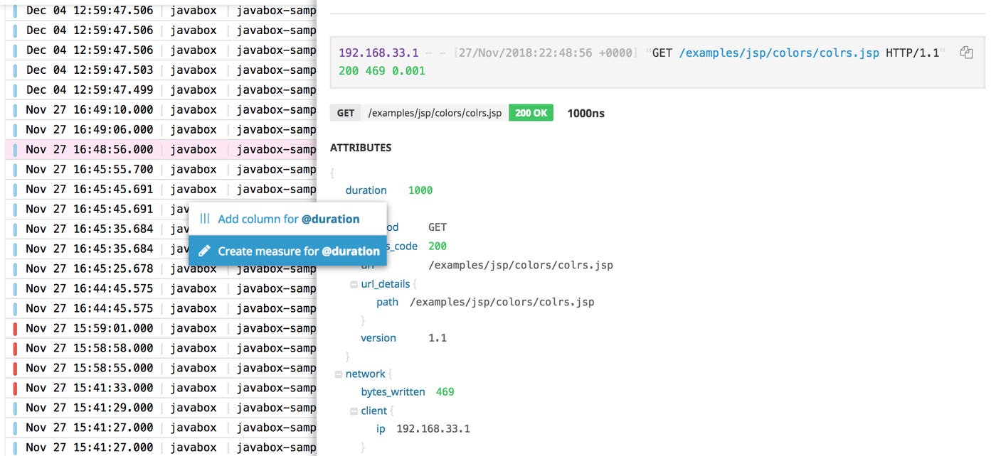 Create a measure from a Tomcat log Create a measure from a Tomcat log