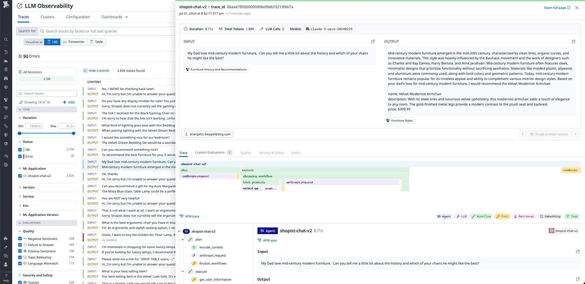 Monitor key Anthropic metrics in the LLM Observability dashboard