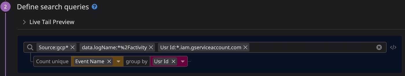 An anomaly detection rule that looks for an unusual number of API calls from a GCP service account. An anomaly detection rule that looks for an unusual number of API calls from a GCP service account.