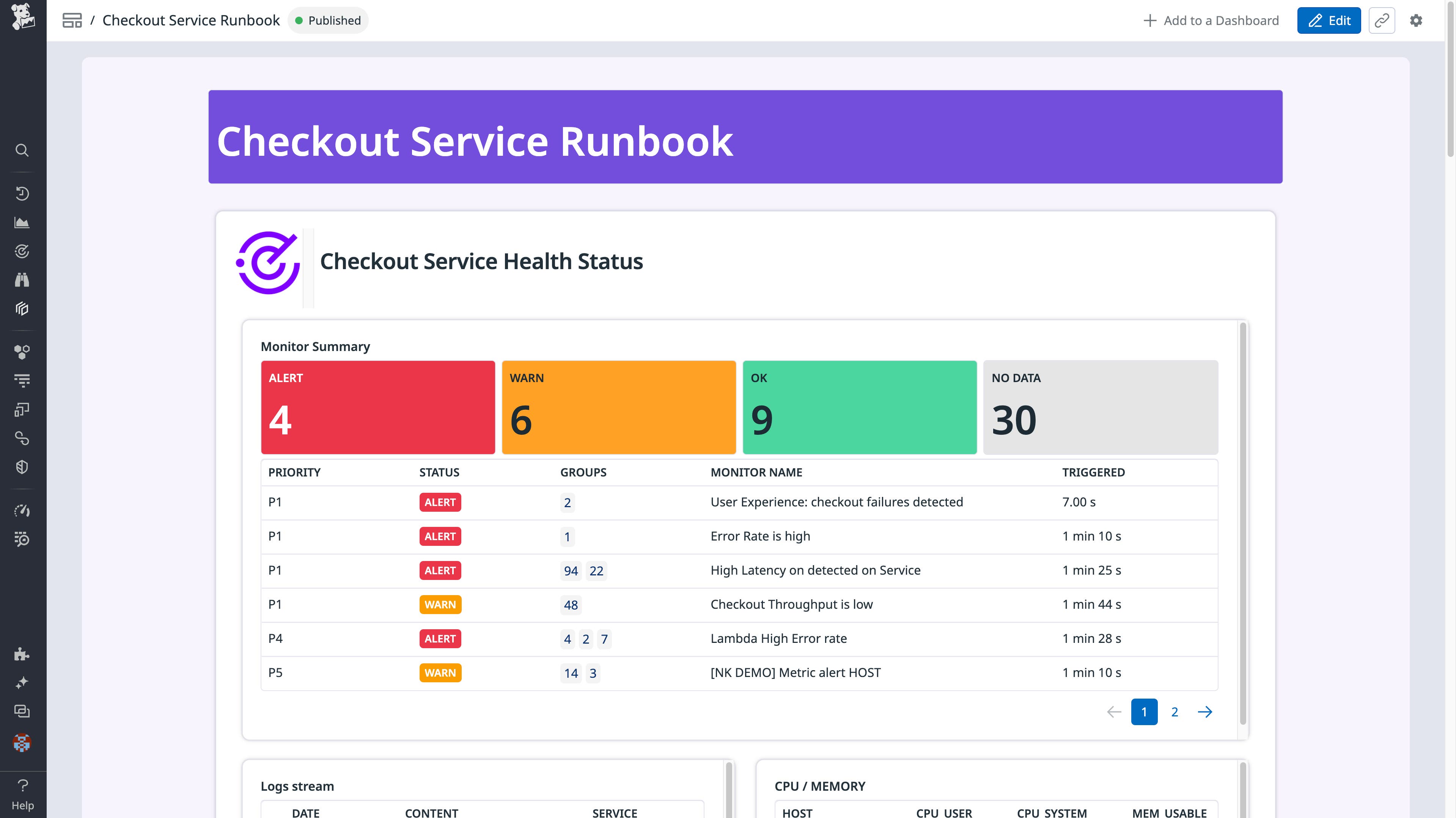 Service Health Status Javascript Lib Remediate faster with apps built using Datadog App Builder | Datadog