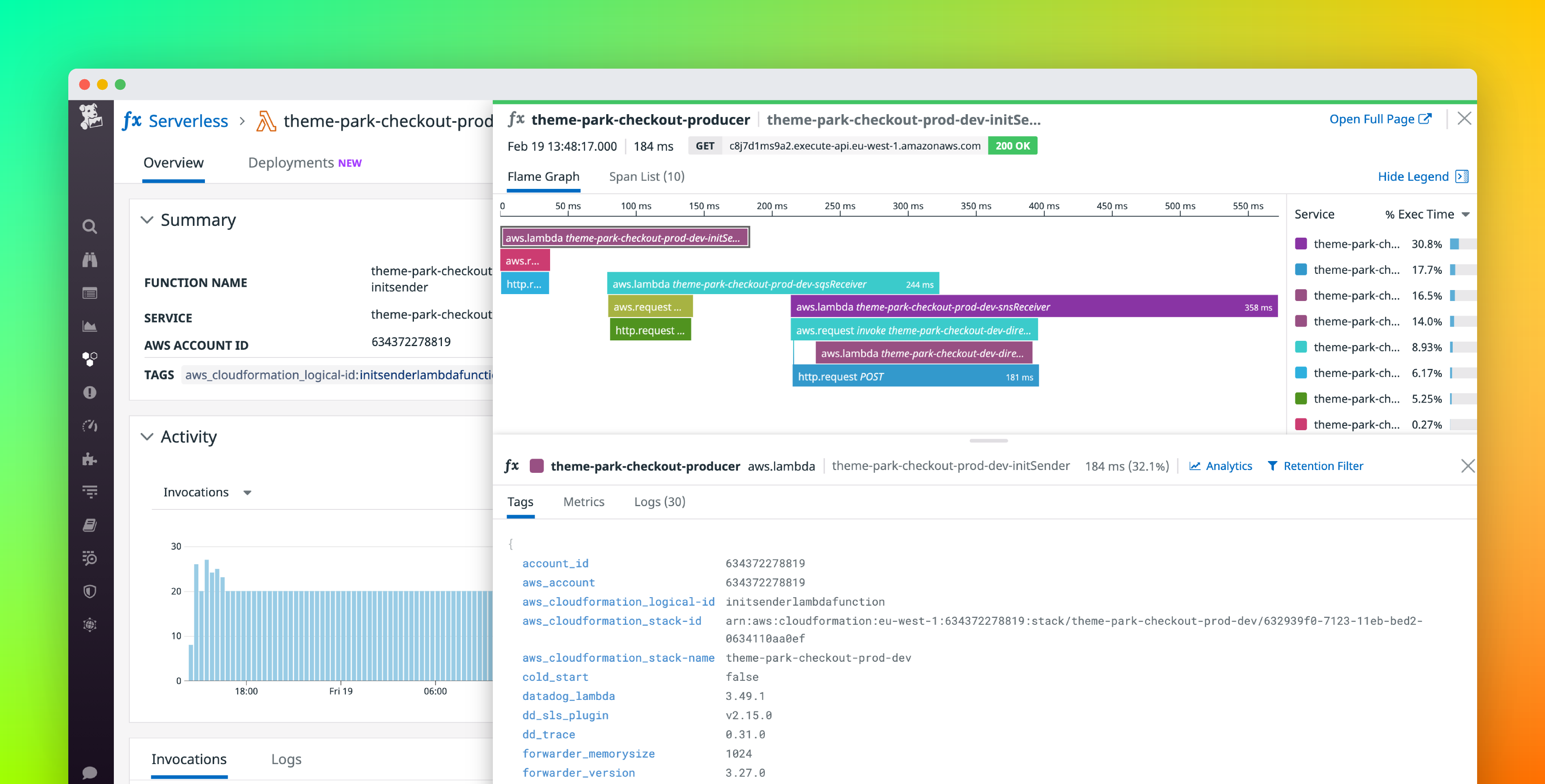 Trace AWS event-driven serverless applications with Datadog APM