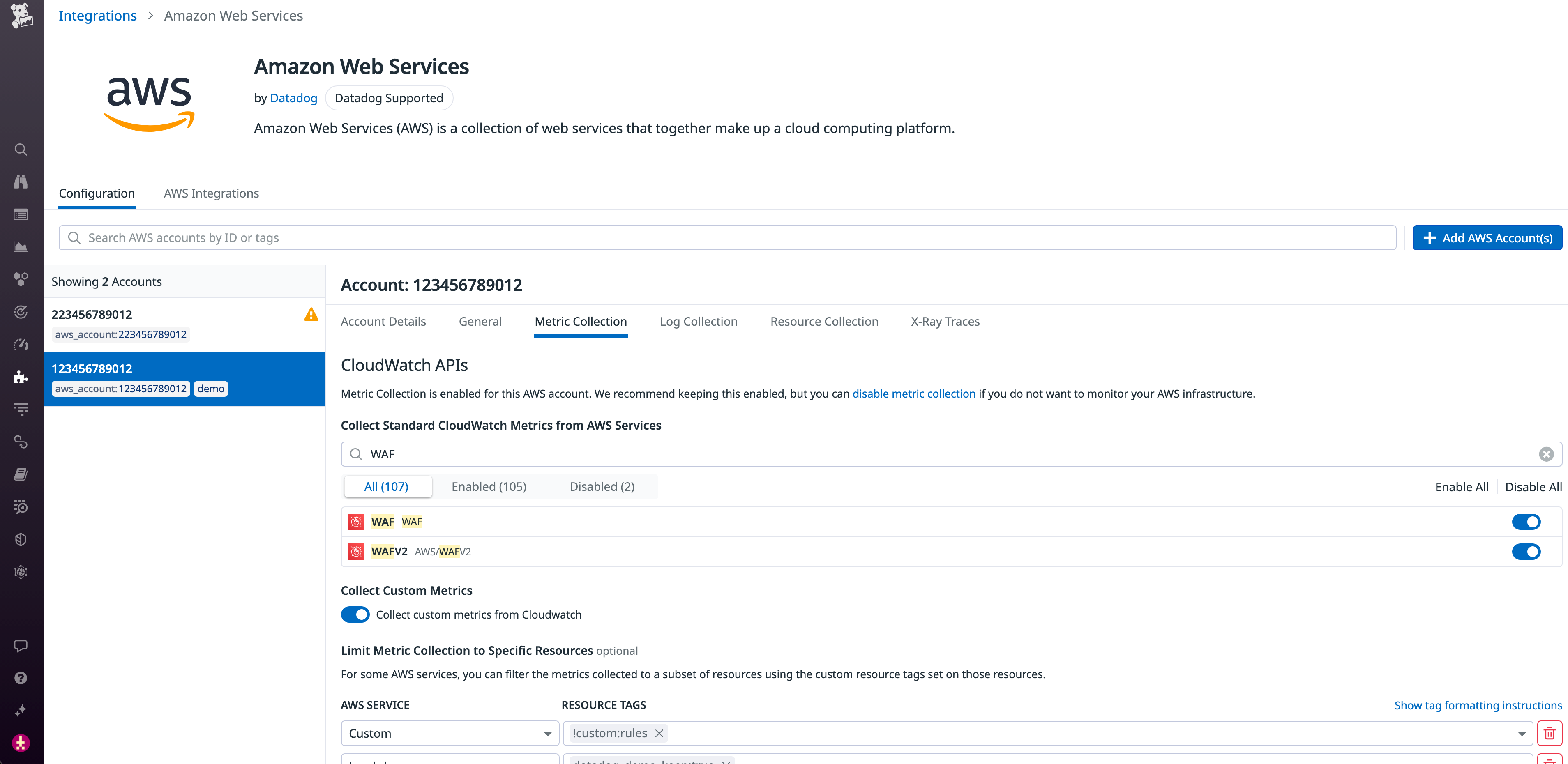 Enable Datadog's AWS WAF integration