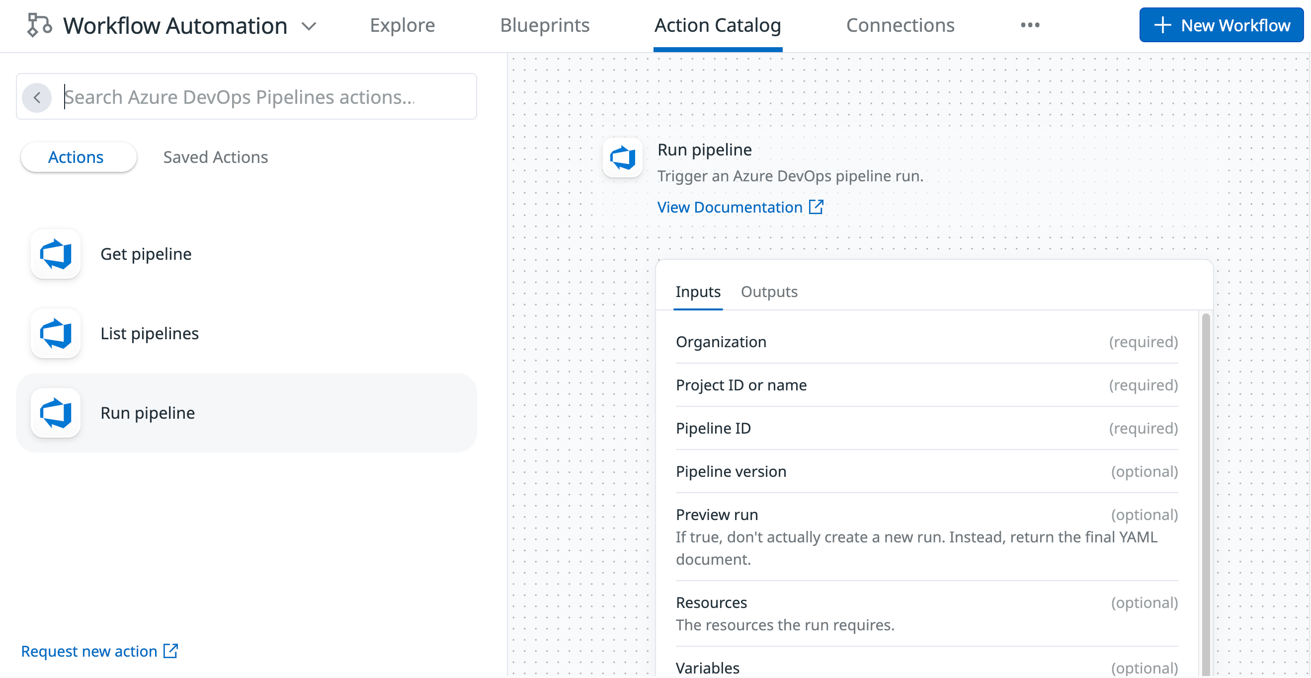 The Azure DevOps Pipelines category of actions.