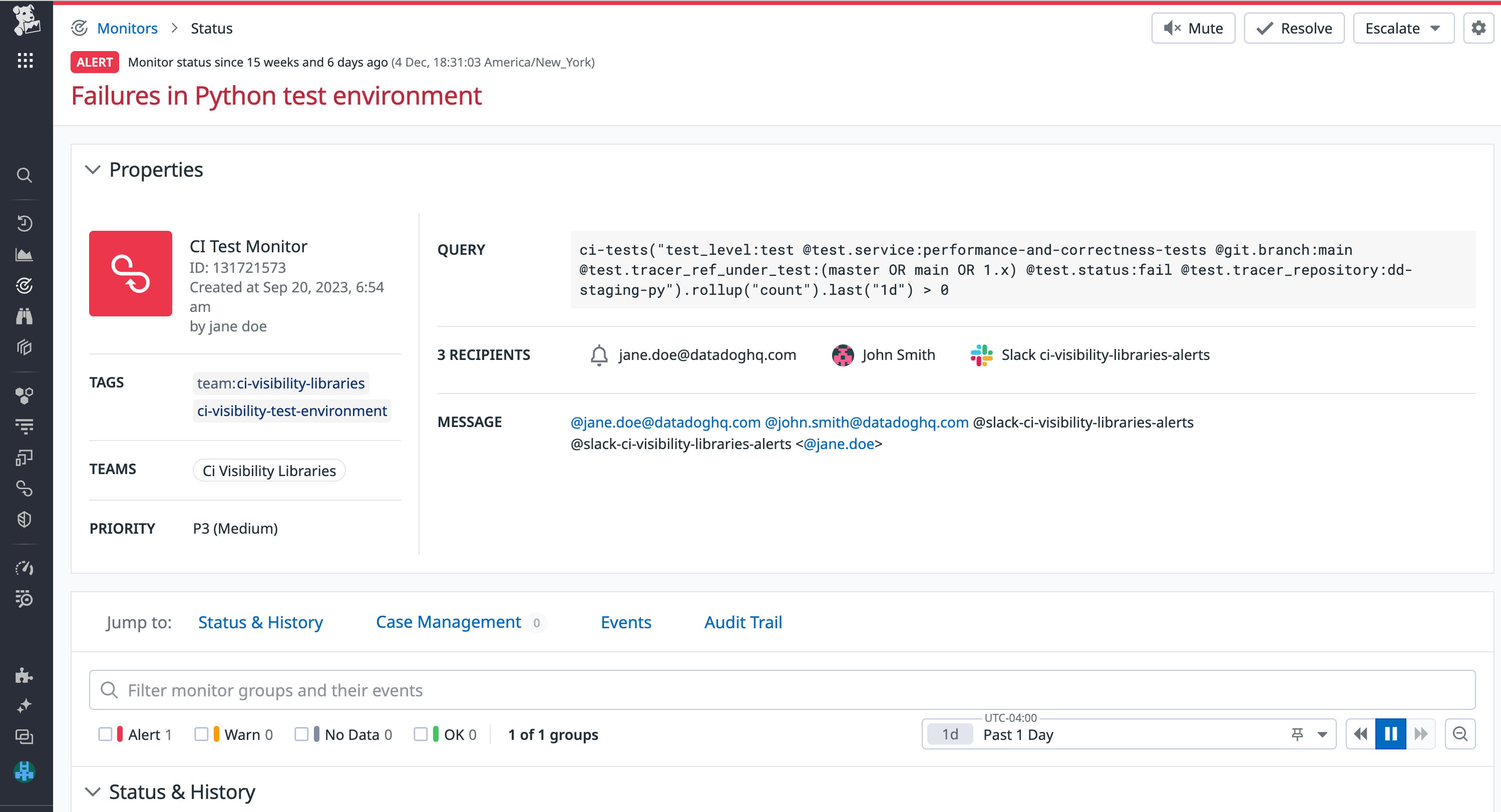 Alert code owners when tests fail or experience performance regressions.