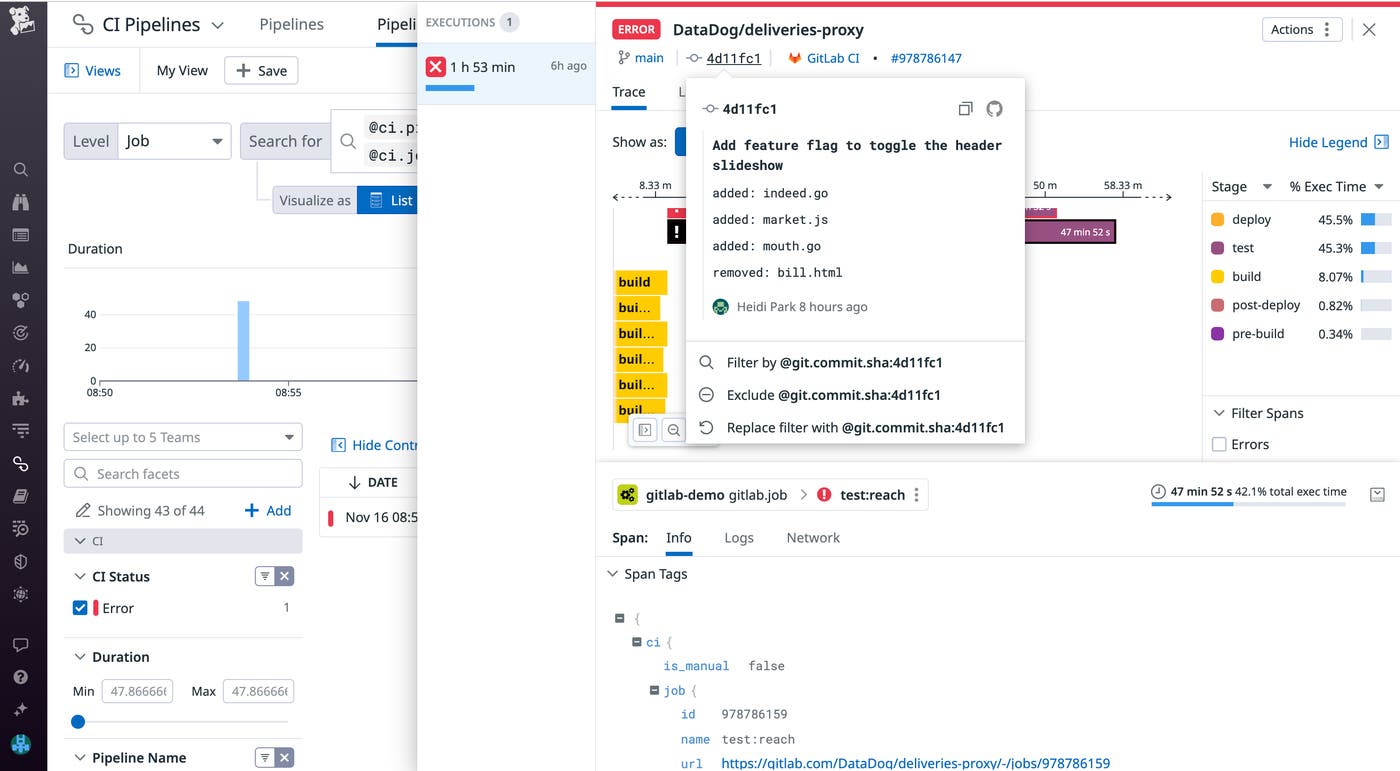 Identify pipeline slowdowns by querying for pipeline executions within the timeframe under investigation. Identify pipeline slowdowns by querying for pipeline executions within the timeframe under investigation.