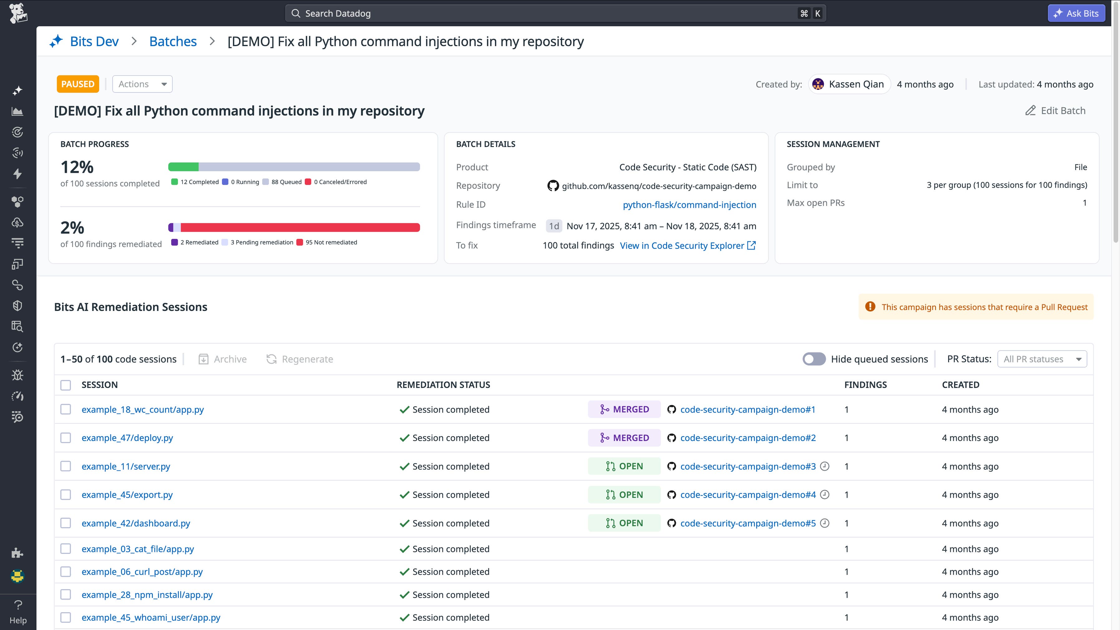Code Rum Introducing Bits AI Dev Agent for Code Security | Datadog
