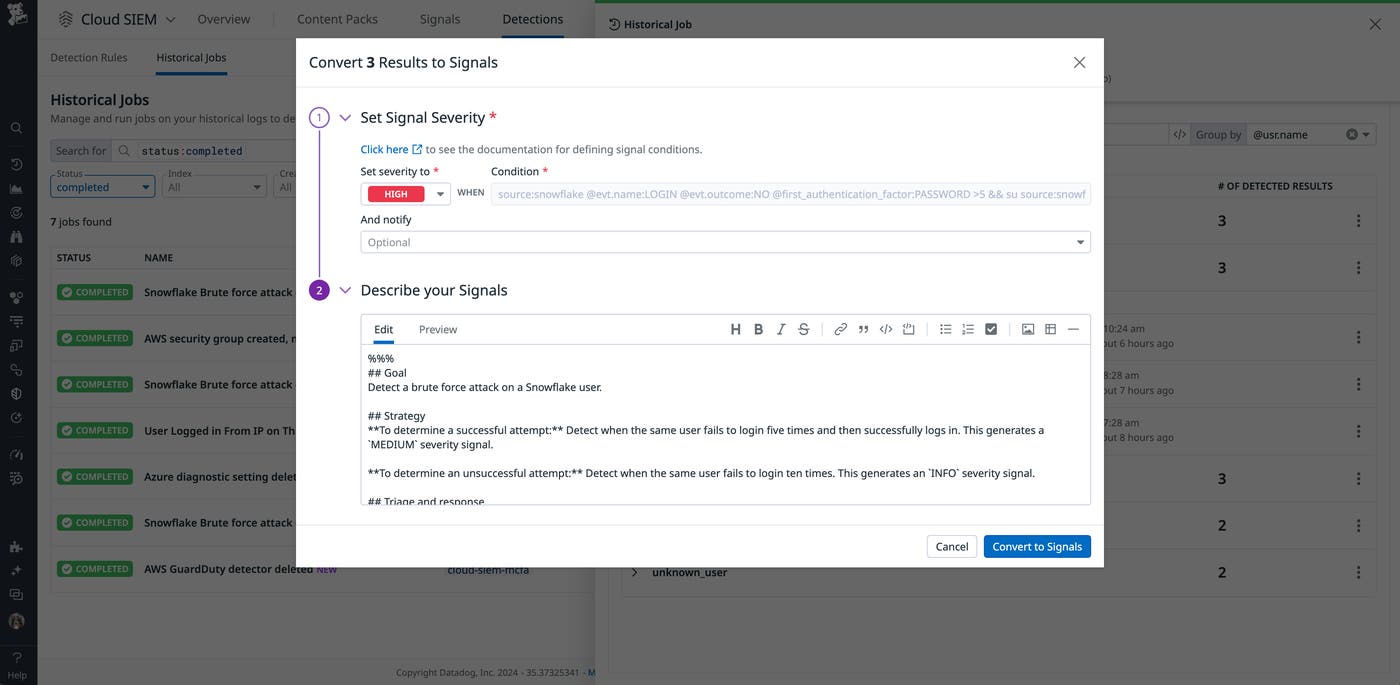 Convert a job to a Datadog Signal Convert a job to a Datadog Signal