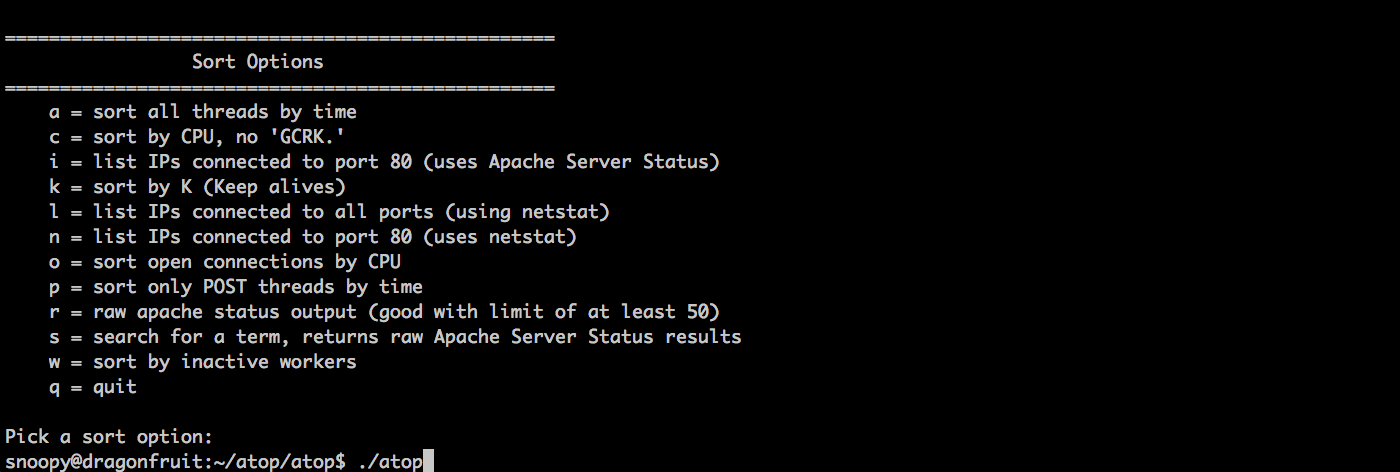 Atop enables you to search Apache server-status for specific endpoints