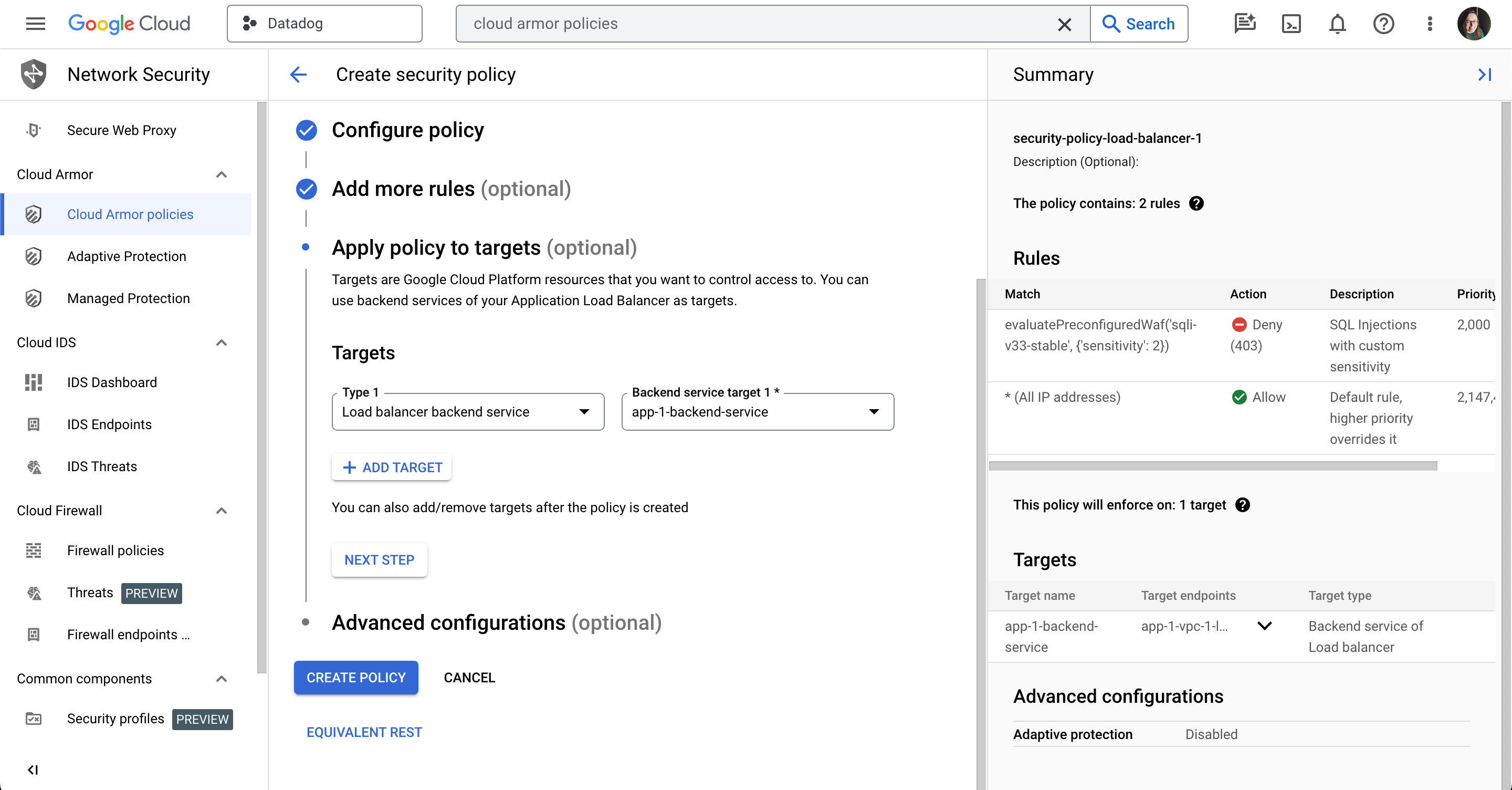 Google Cloud Armor step 3