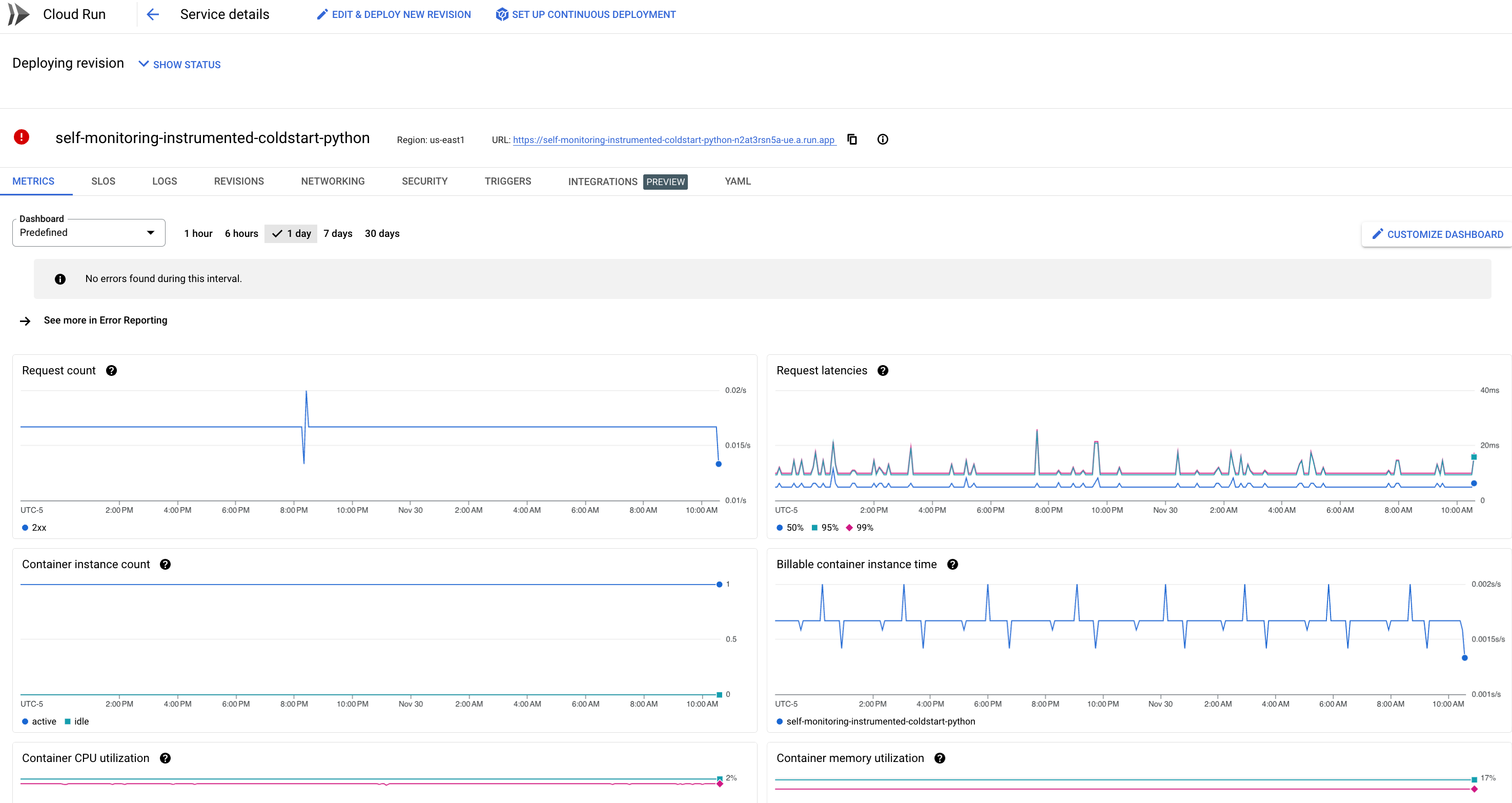 Google Cloud Run UI