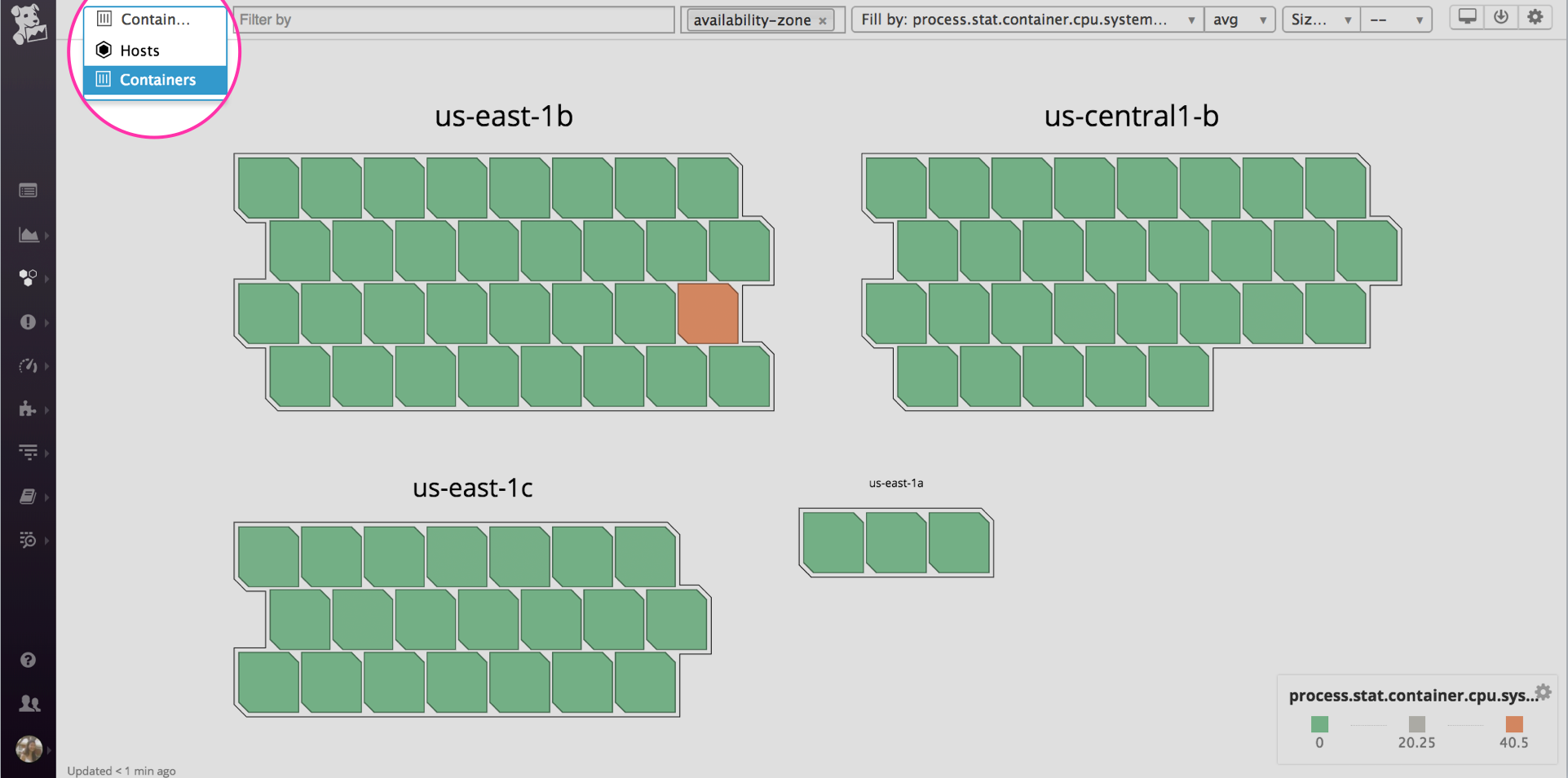 Accessing the container map in Datadog