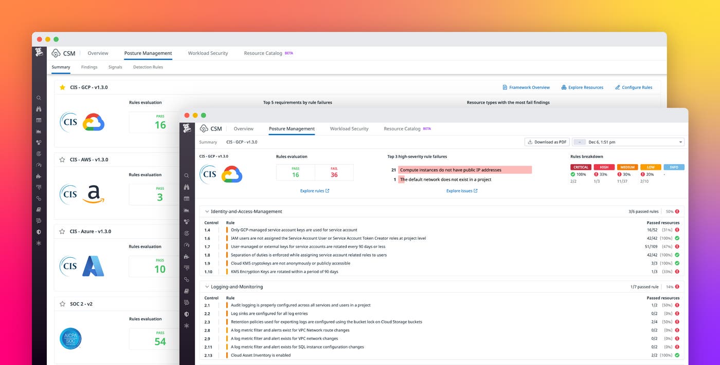 Improve the compliance and security posture of your Google Cloud environment with Datadog Improve the compliance and security posture of your Google Cloud environment with Datadog