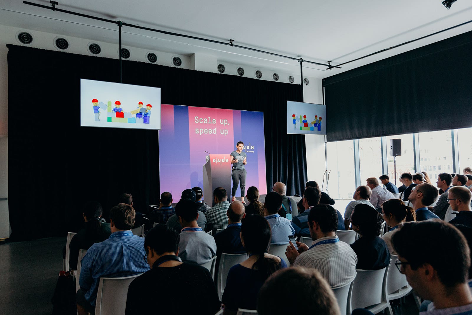Flatiron Health's Stacy Gorelik speaking at Dash 2018