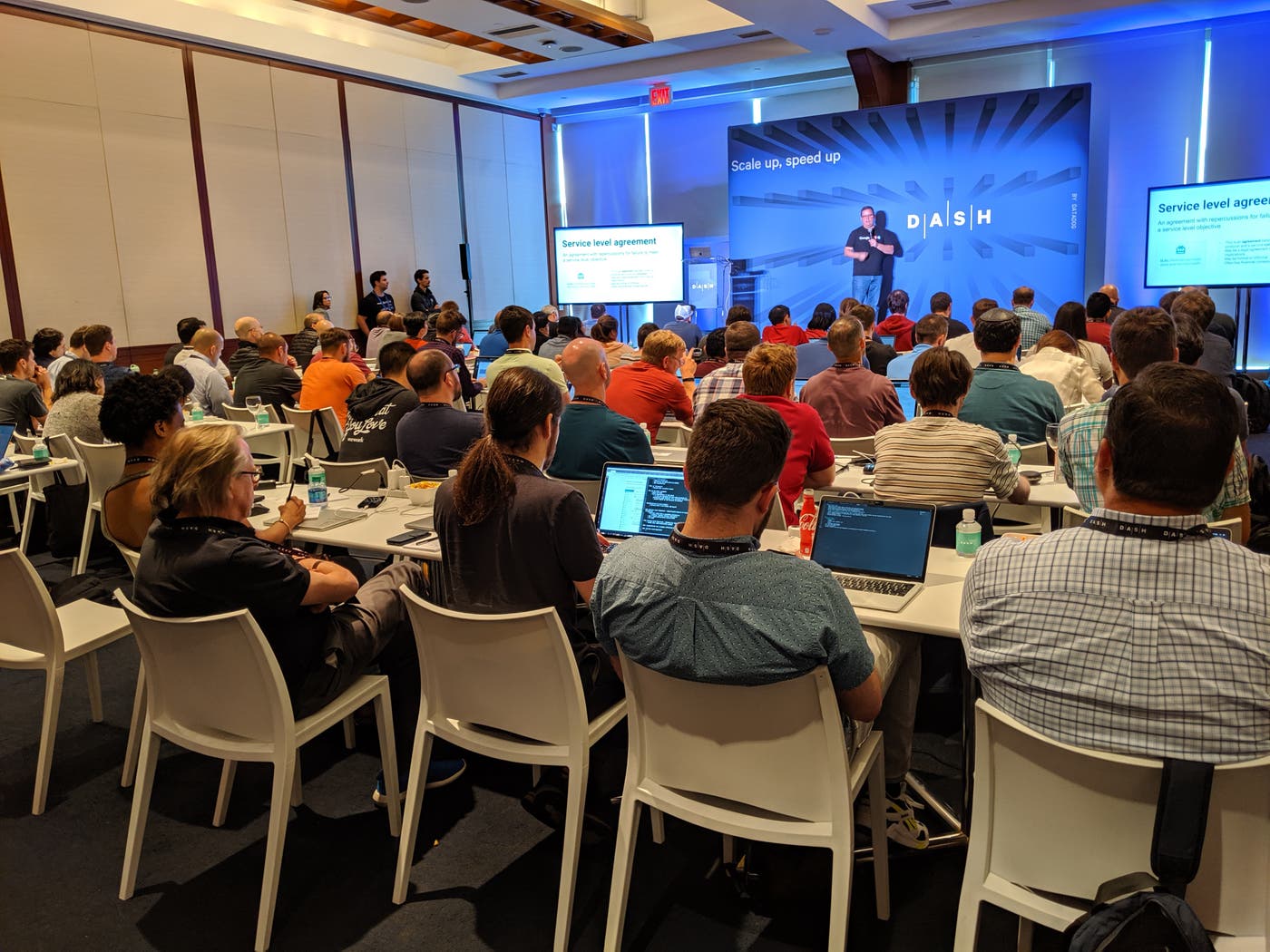Attendees participate in Ensuring Reliability with SLOs, hosted by Datadog and Google. Attendees participate in Ensuring Reliability with SLOs, hosted by Datadog and Google.