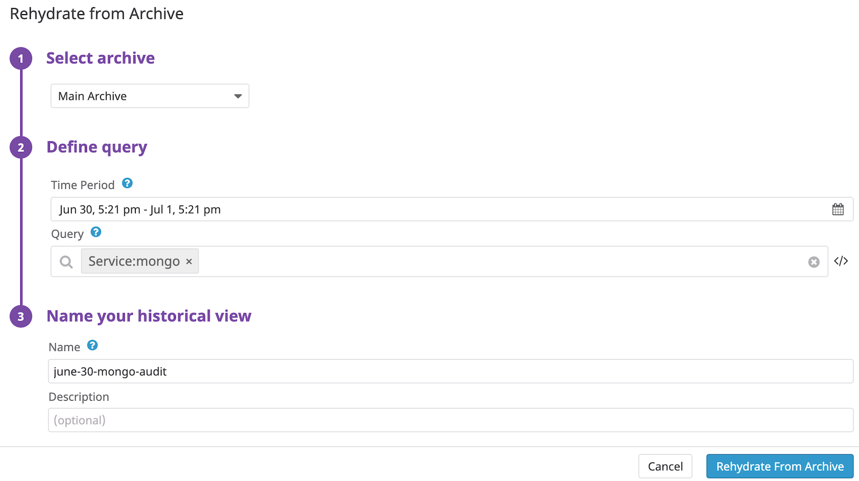 reload archived log data with Datadog's log rehydration&trade;