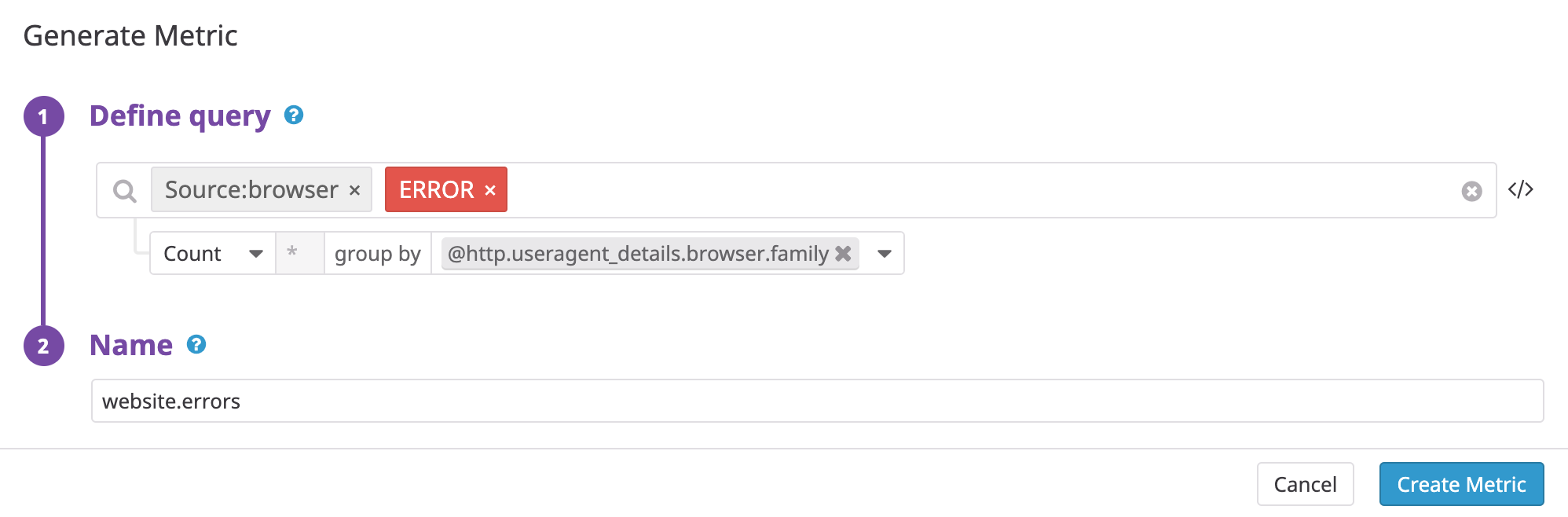 Summarize incoming log data with Datadog's custom metric generator