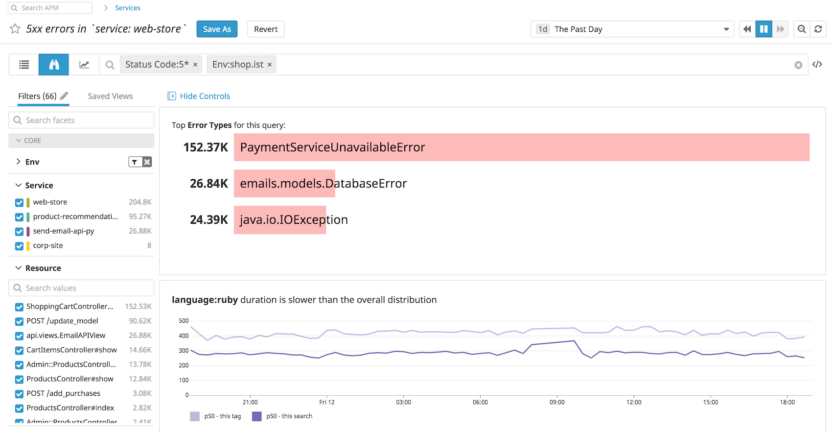 Quickly spot top errors without clicking into a single trace