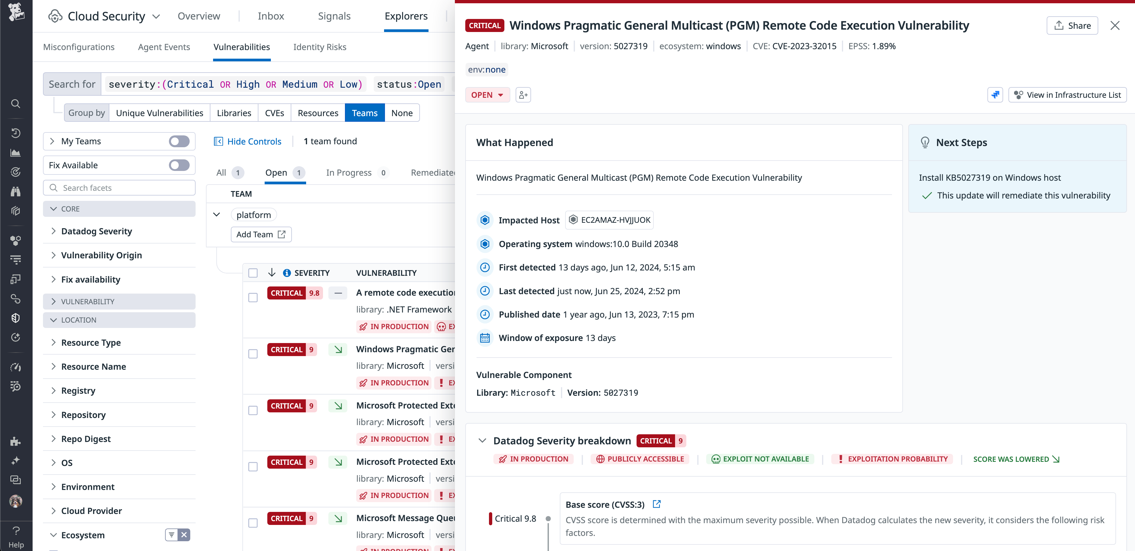 Continuously scan for vulnerabilities on Windows hosts