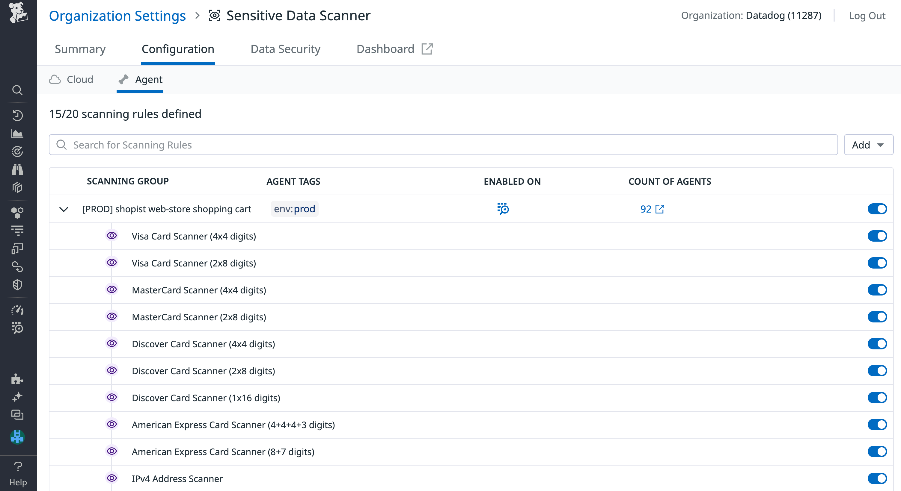 Configure Agent scanning rules to redact sensitive data on-prem.