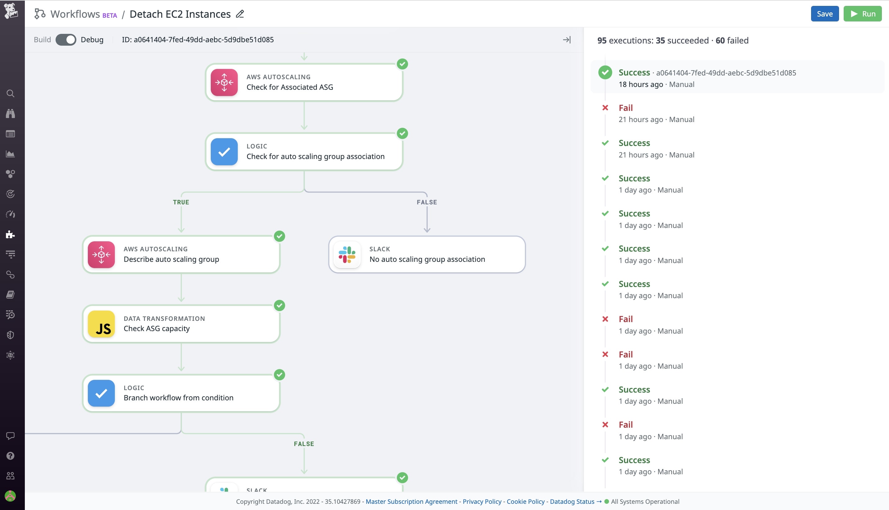 Datadog Workflow UI configuration