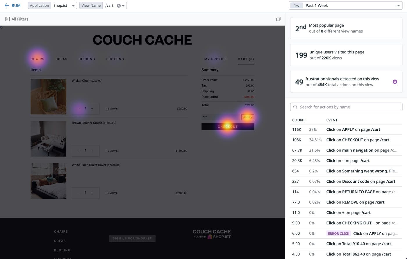Use heatmaps to visualize areas of your applications at different levels of intensity based on user clicks Use heatmaps to visualize areas of your applications at different levels of intensity based on user clicks