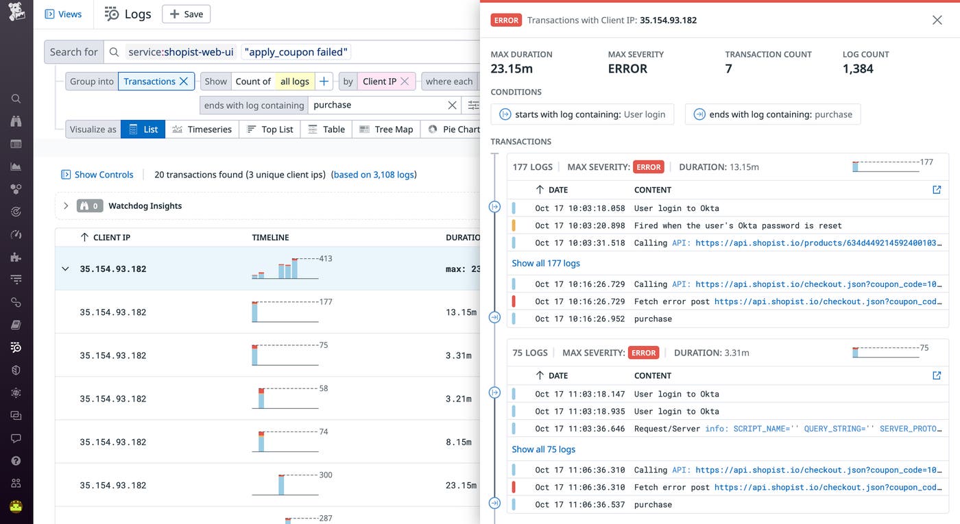 built multi-step queries for log transactions built multi-step queries for log transactions