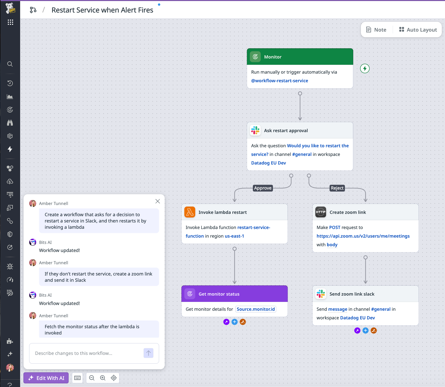 Build workflows with the Bits AI Interface