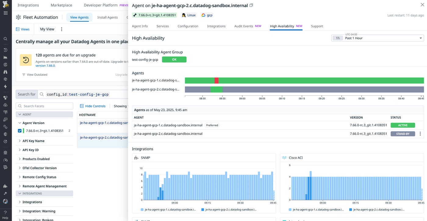 High availability support in the Datadog Agent for NDM ensures continuous monitoring High availability support in the Datadog Agent for NDM ensures continuous monitoring