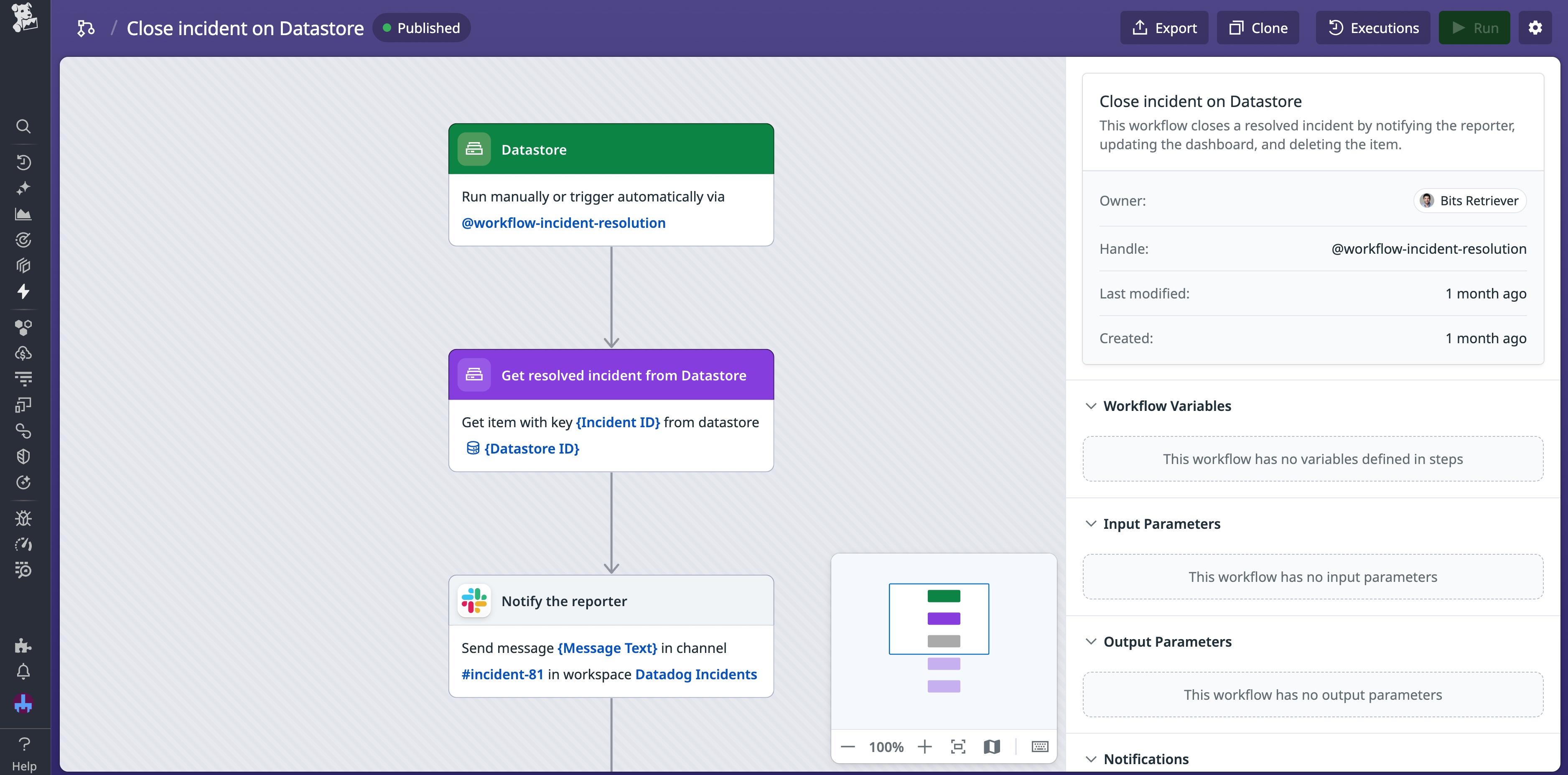 A screenshot of the actions within in an incident resolution workflow.