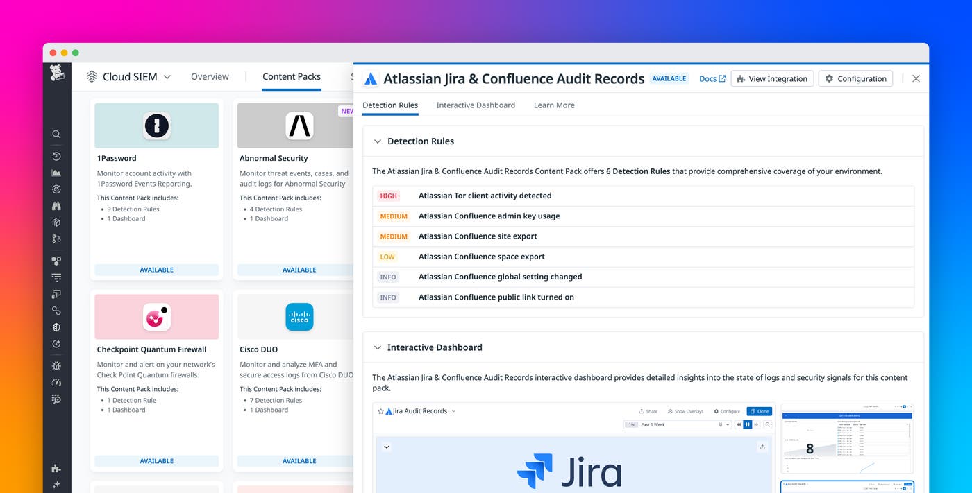 Monitor your Atlassian audit records and event logs with Datadog Cloud SIEM Monitor your Atlassian audit records and event logs with Datadog Cloud SIEM