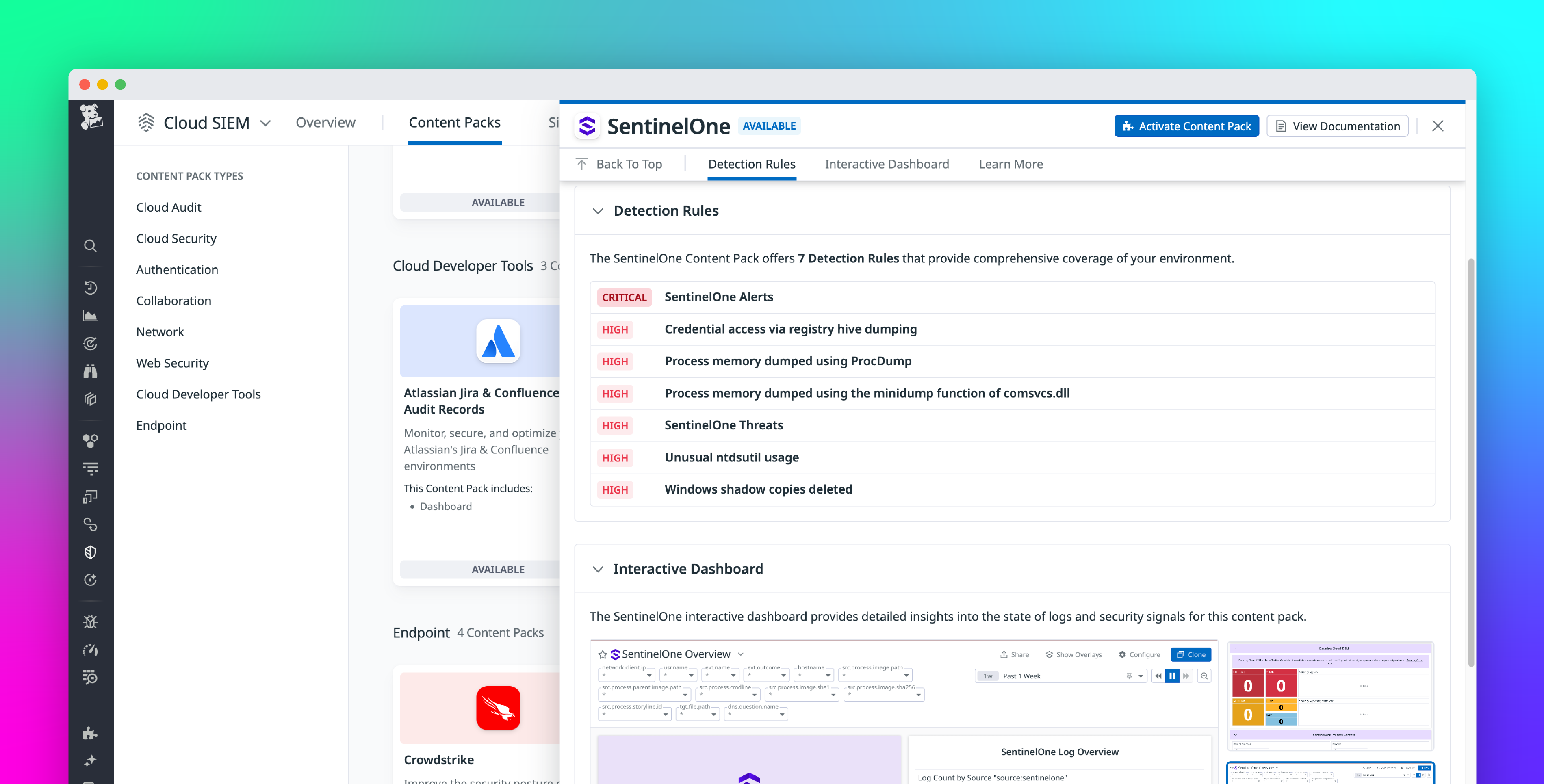 Monitor your SentinelOne logs and alerts with Datadog Cloud SIEM
