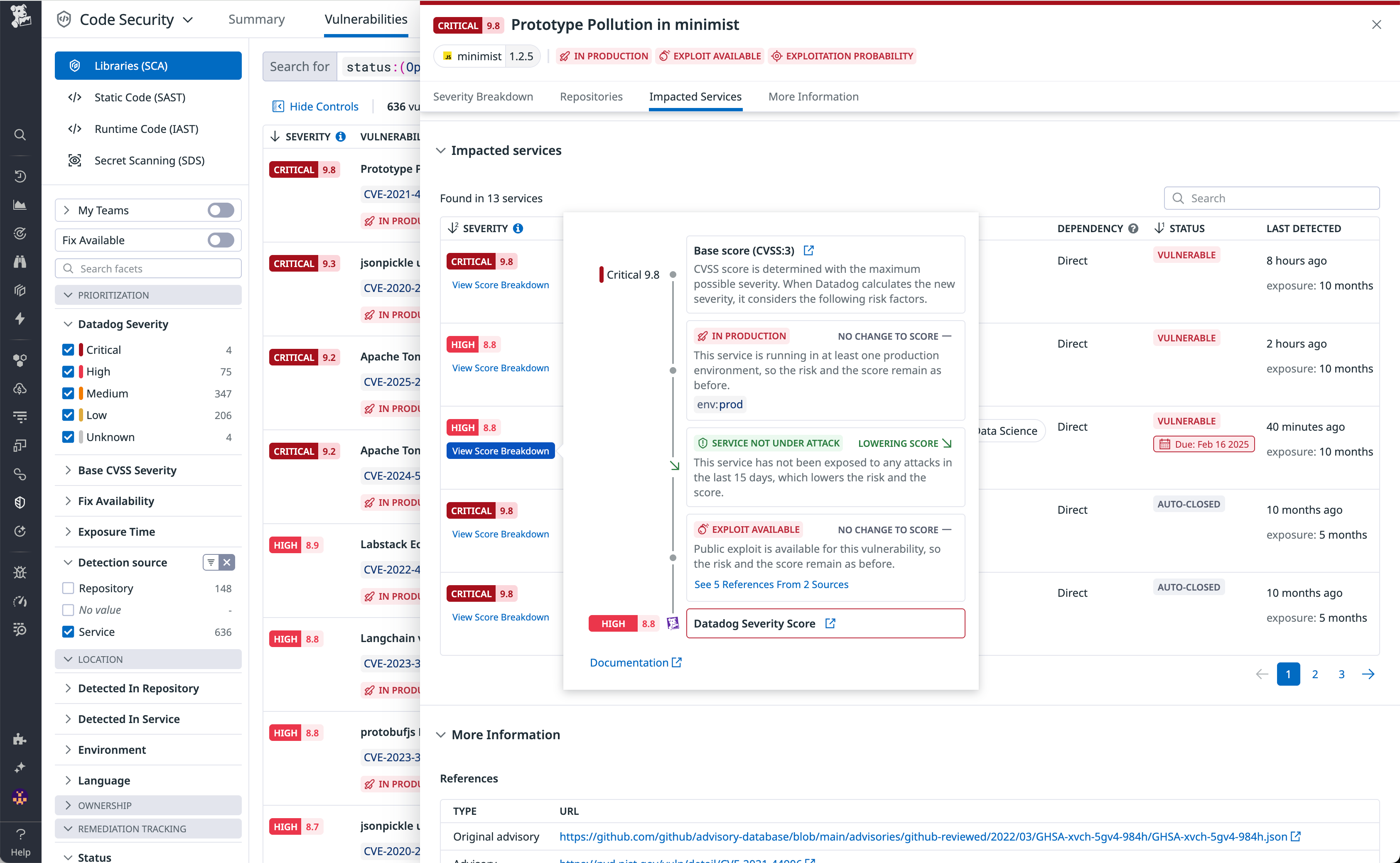 A signal showing Datadog's calculated risk score.