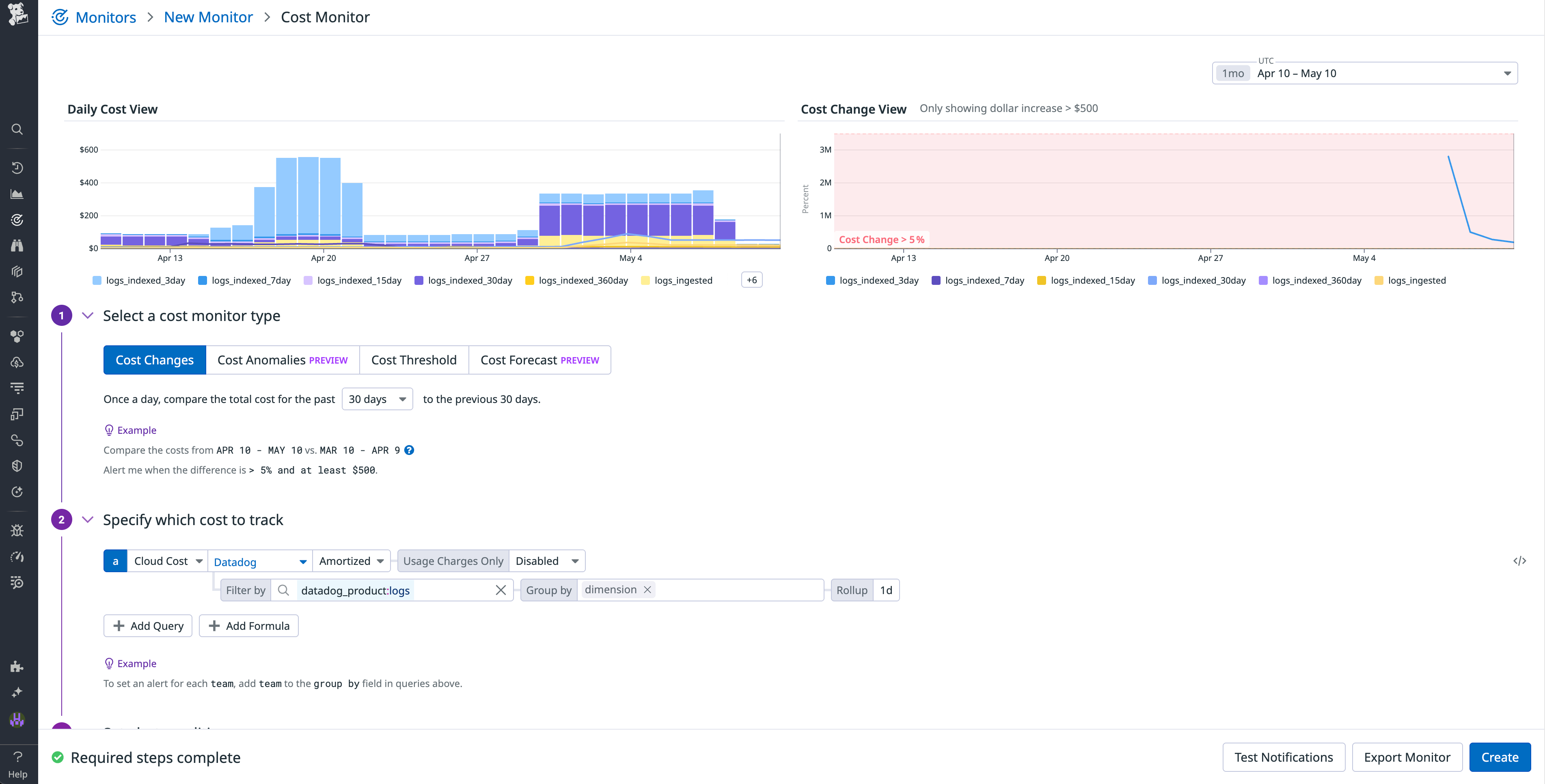 A cost monitor for the logs product.