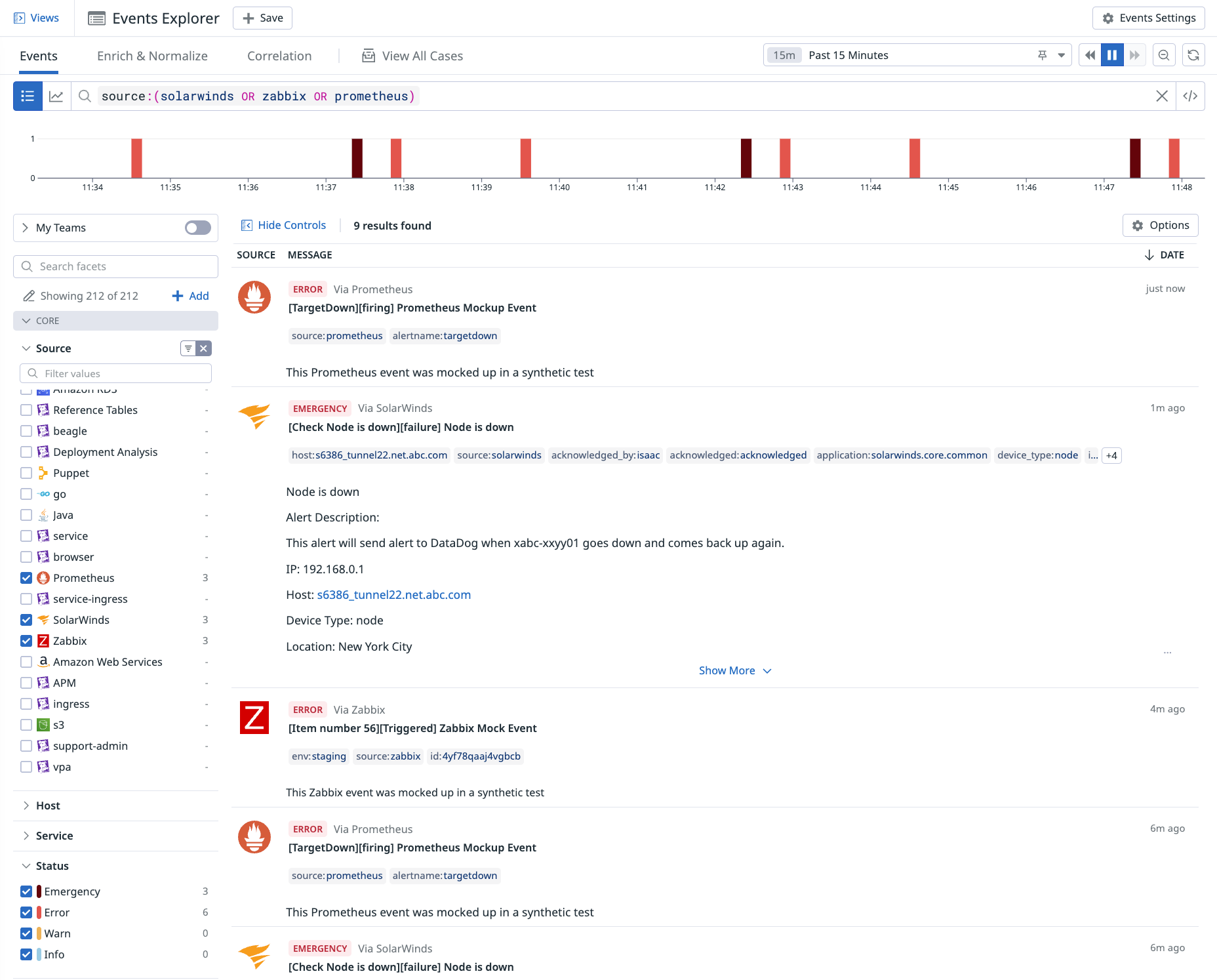 Centralize and view events from your environment in the Event Explorer.