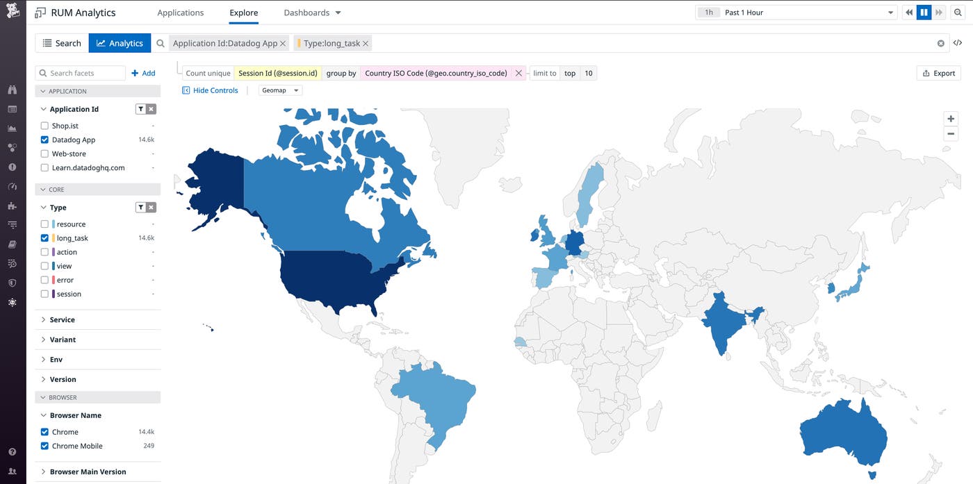 Geomap showing countries with highest distribution of long tasks Geomap showing countries with highest distribution of long tasks