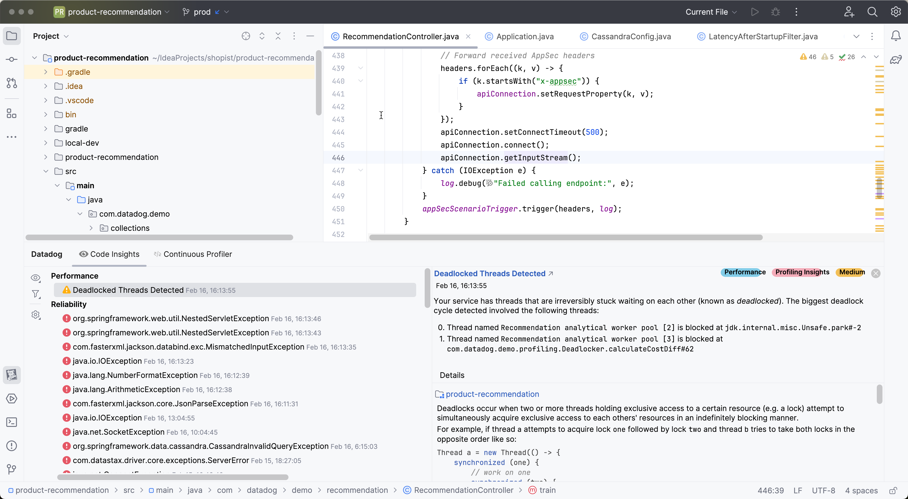 Identify performance issues and more using Code Insights.