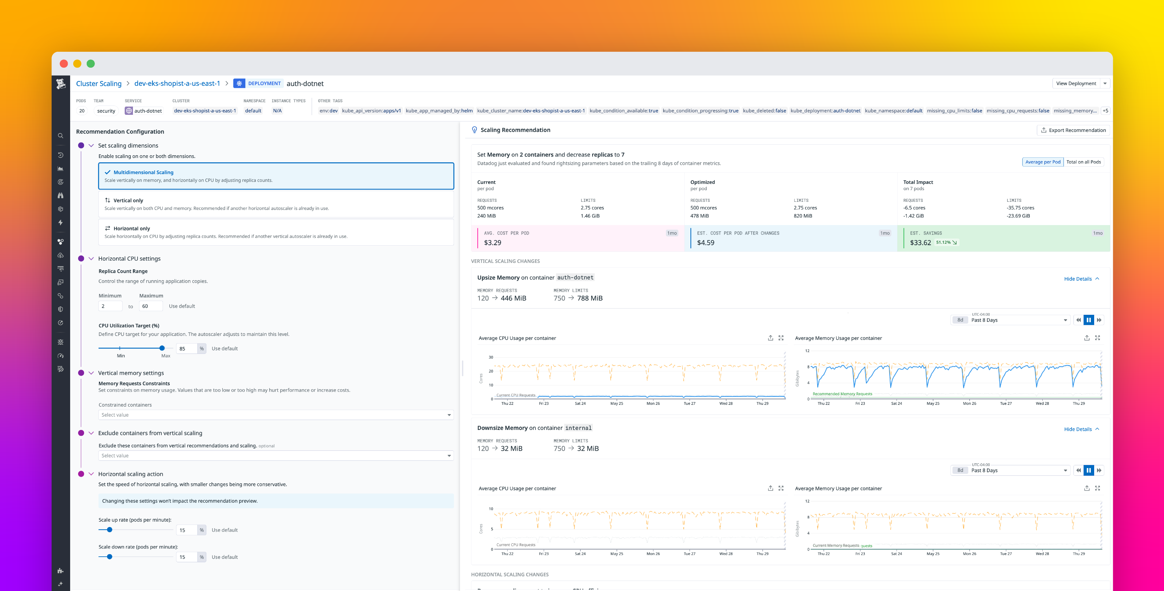 Rightsize workloads and reduce costs with Datadog Kubernetes Autoscaling
