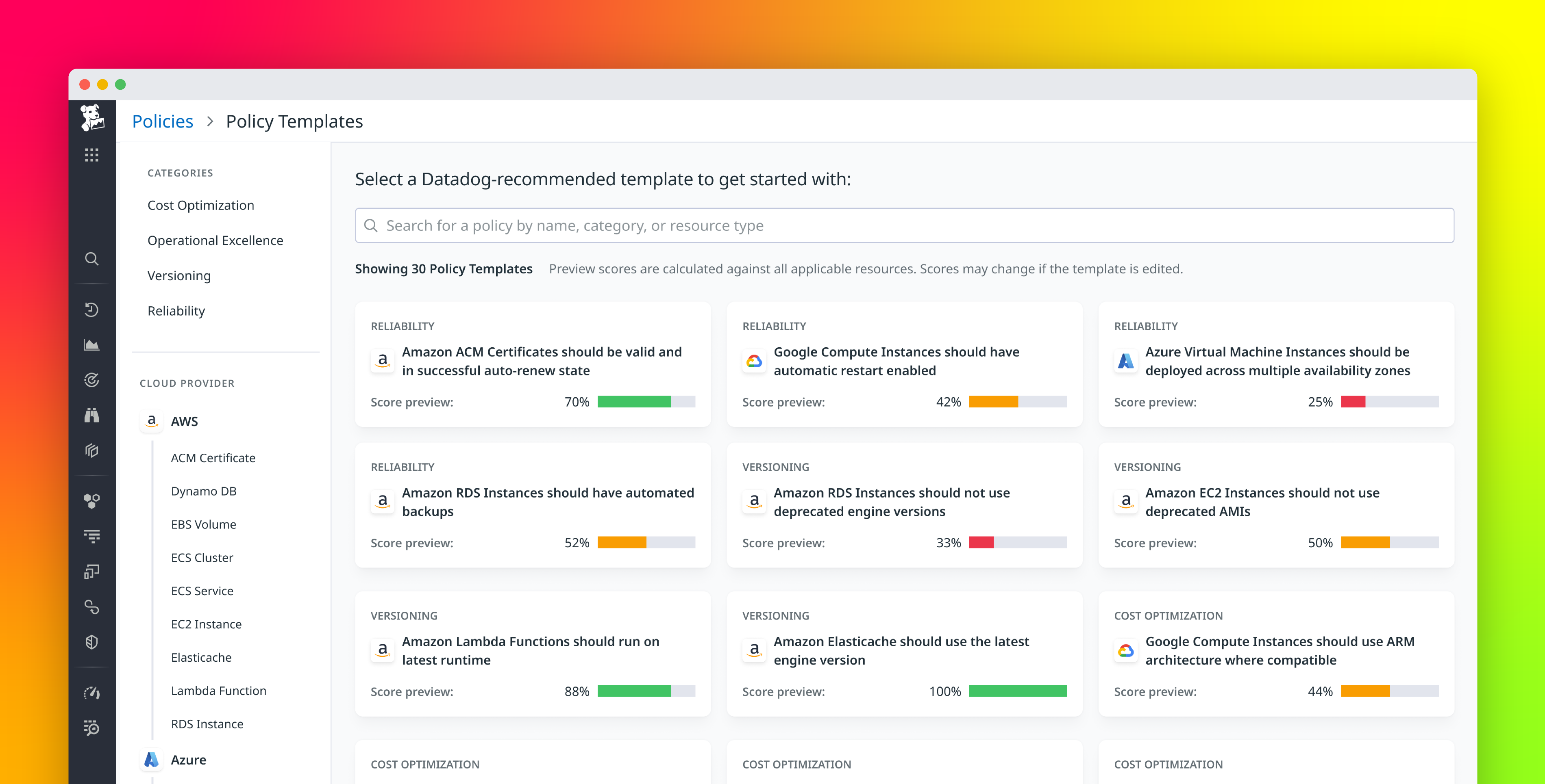 Proactively enforce infrastructure best practices with Datadog Resource Policies