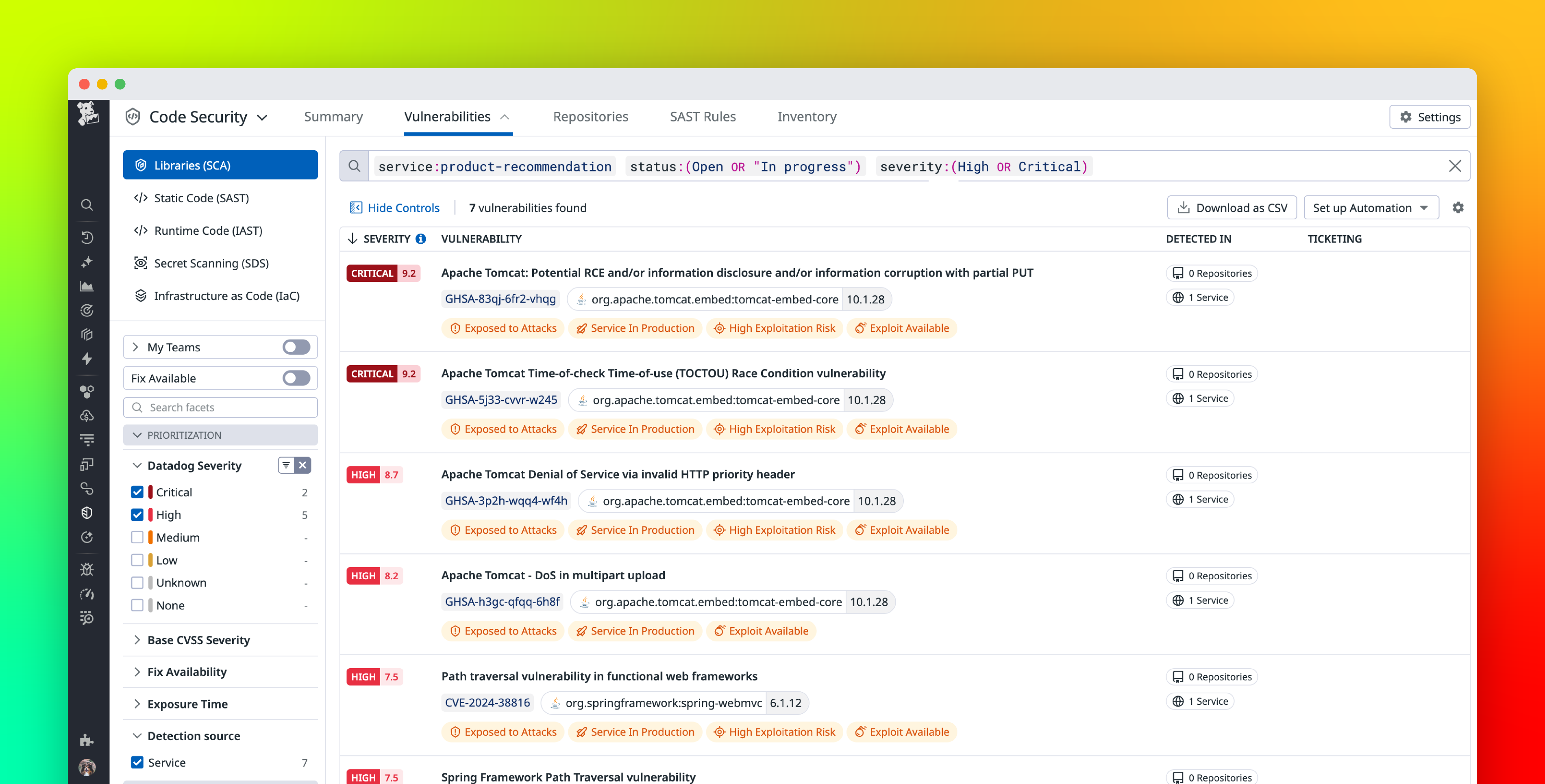 Mitigate vulnerabilities from third-party libraries with Datadog Software Composition Analysis