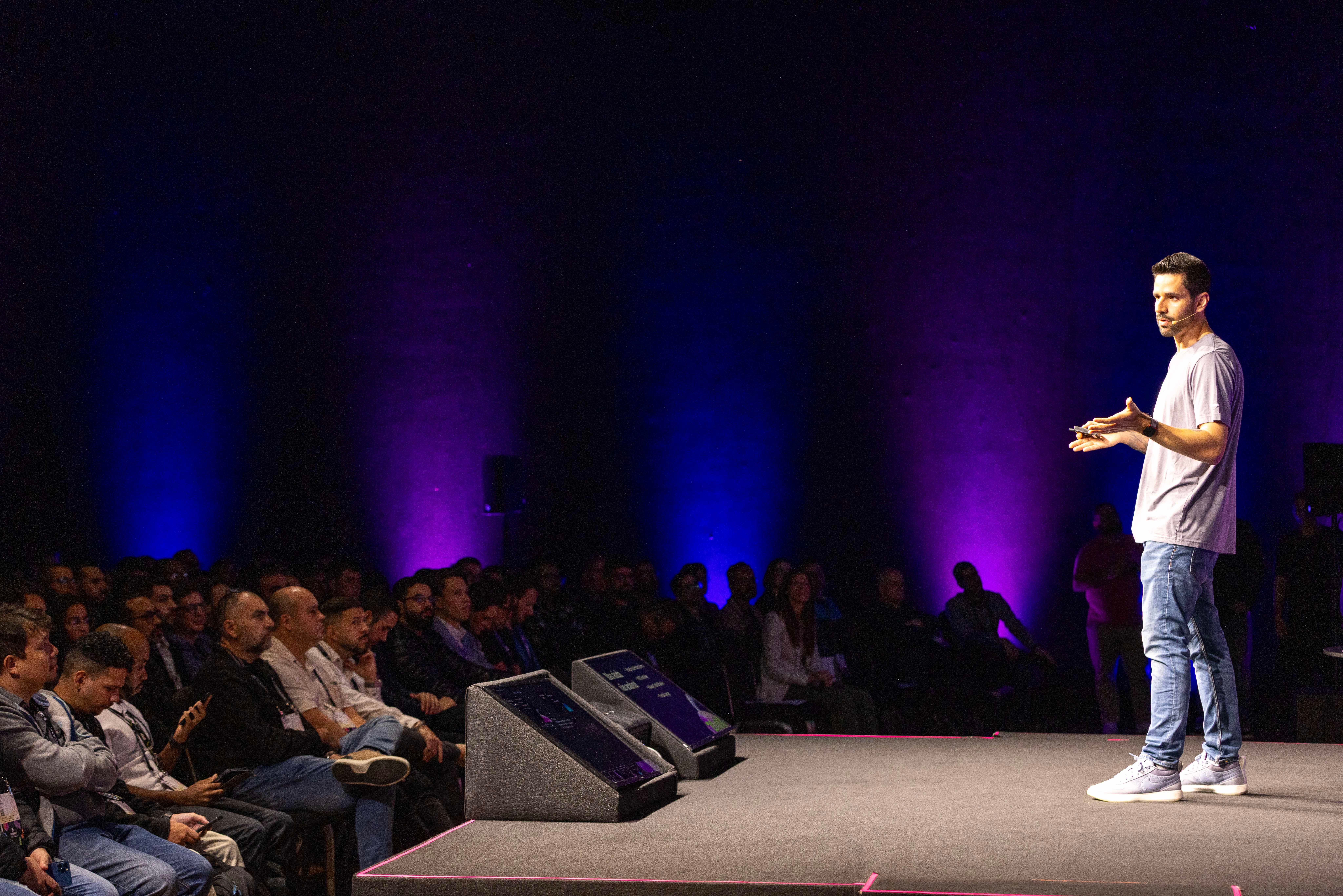 Presenter onstage at a Datadog Summit