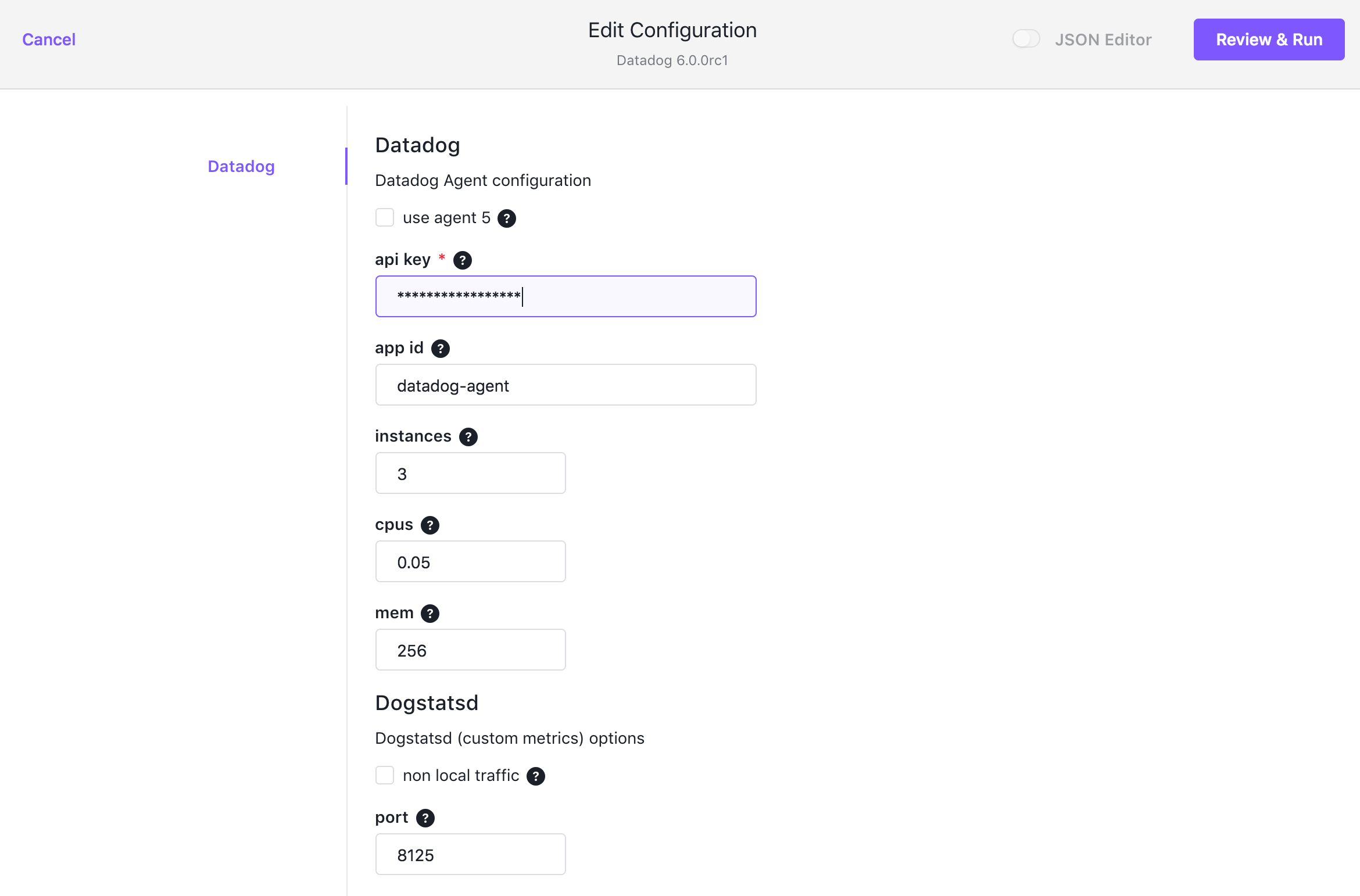 Datadog configuration options in DC/OS