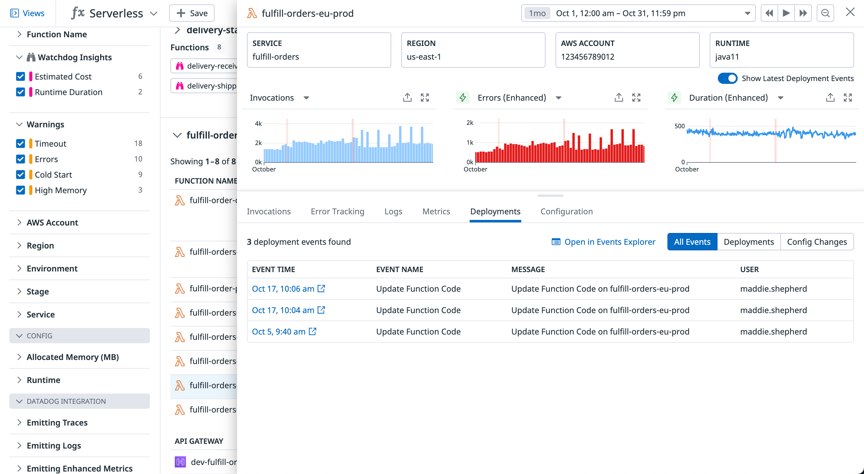 View Lambda metrics with Datadog Serverless Monitoring
