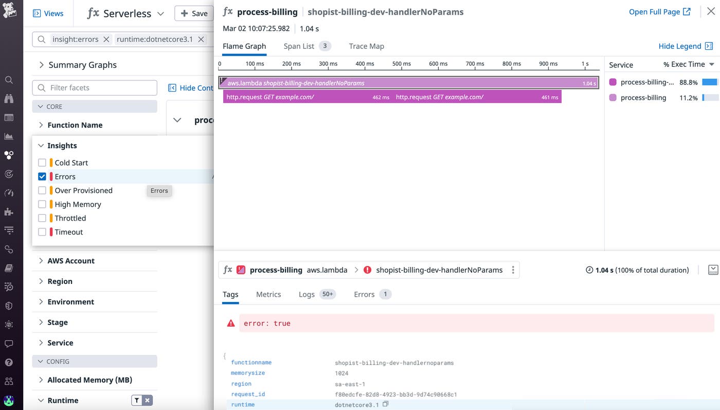 Trace .NET Lambda functions to discover code-level issues. Trace .NET Lambda functions to discover code-level issues.