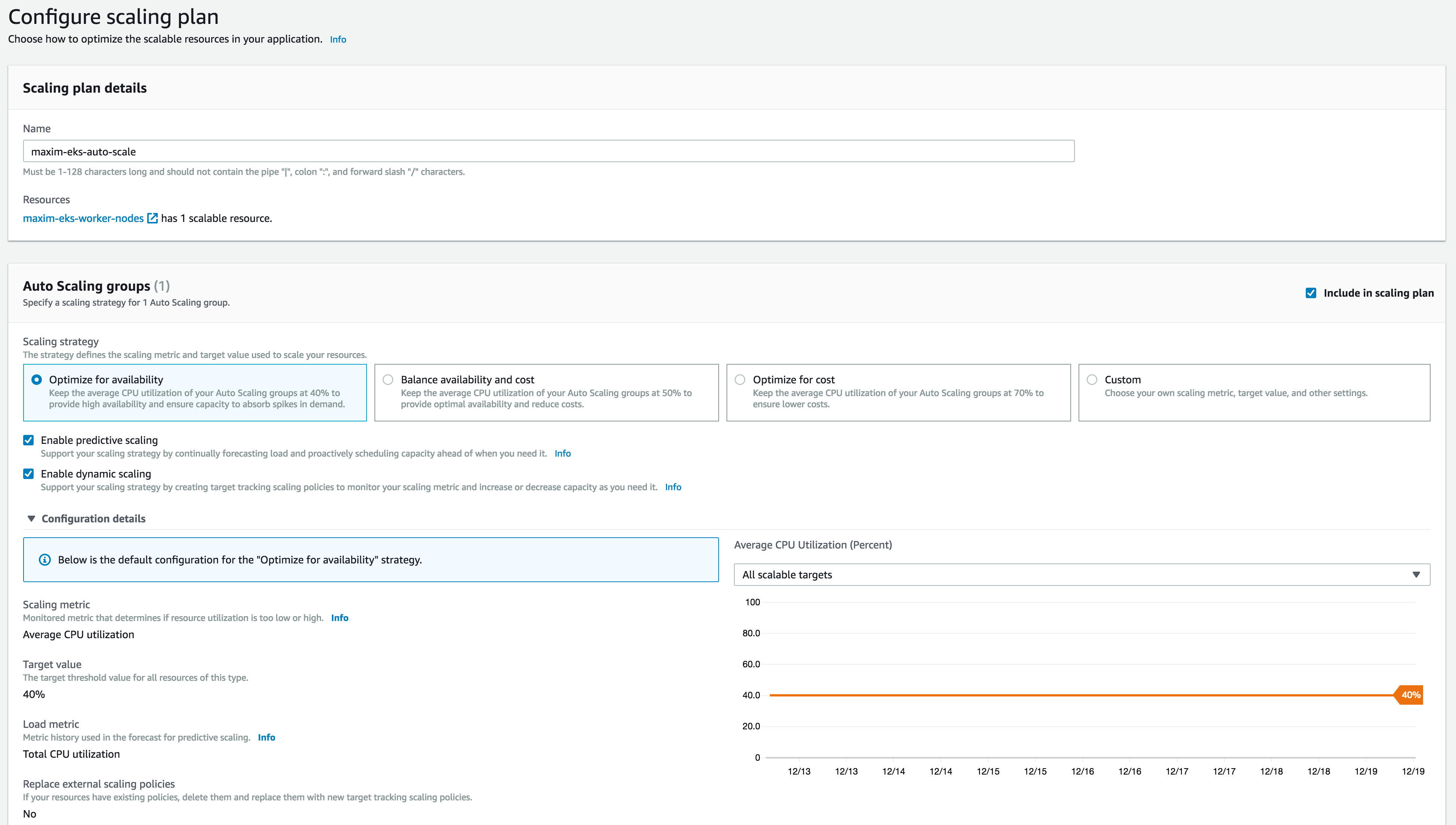 EKS monitoring AWS autoscaling plan