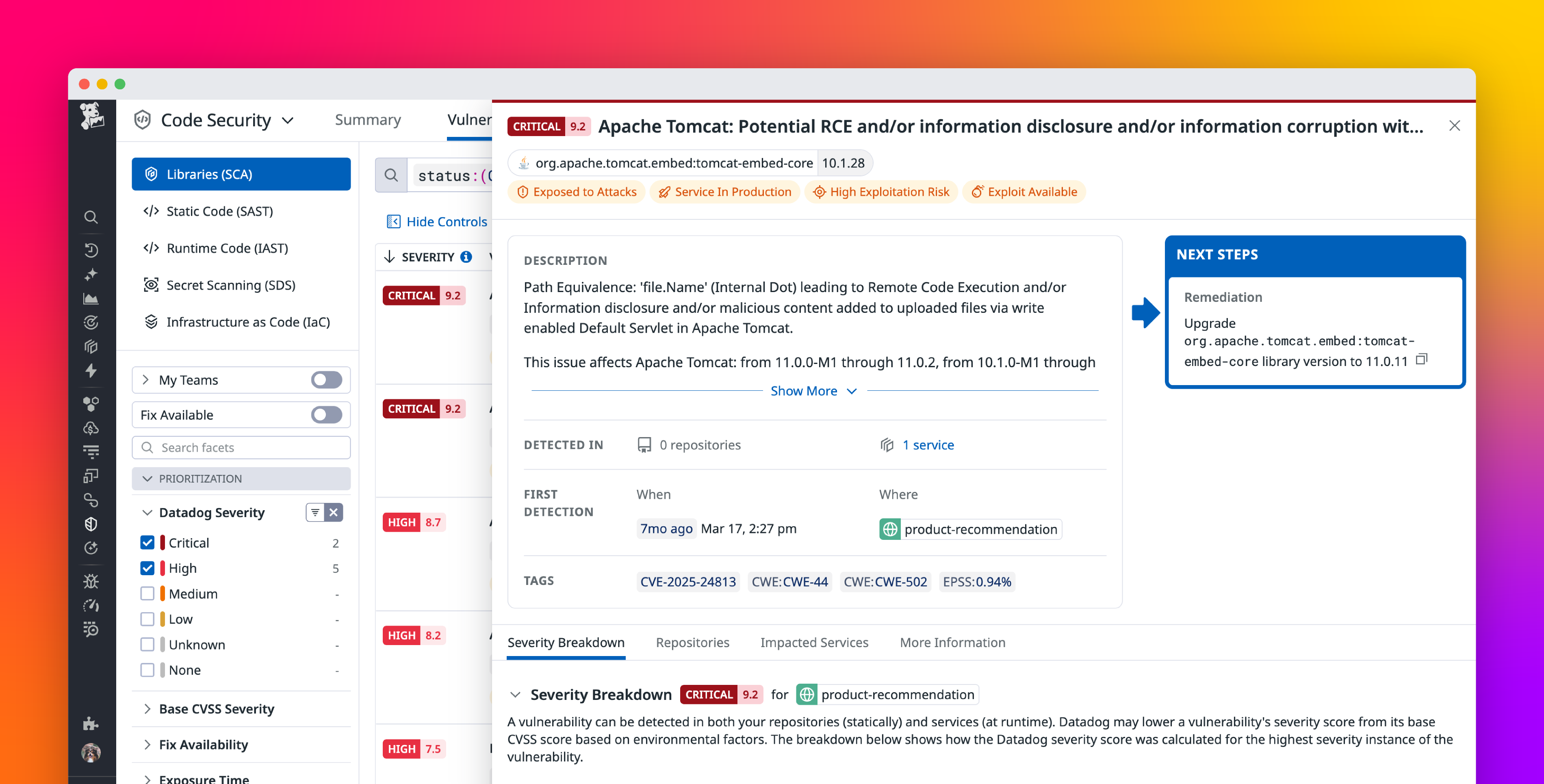 Enhance SBOMs with runtime security context by using Datadog Software Composition Analysis