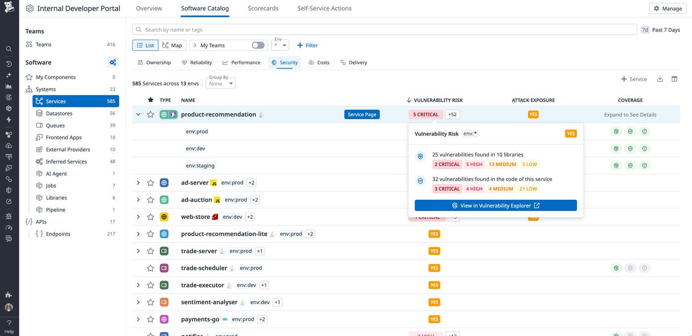 APM Security View in the Software Catalog APM Security View in the Software Catalog