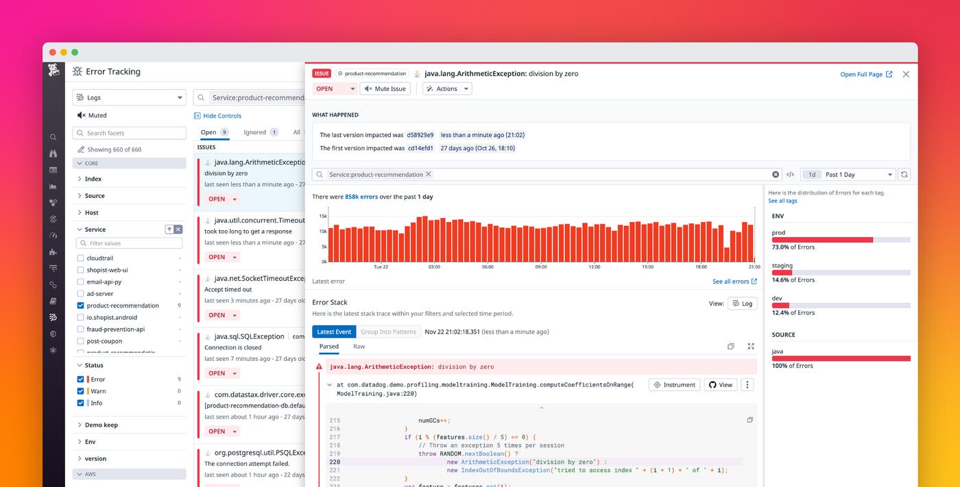 Track and triage errors in your logs with Datadog Error Tracking Track and triage errors in your logs with Datadog Error Tracking